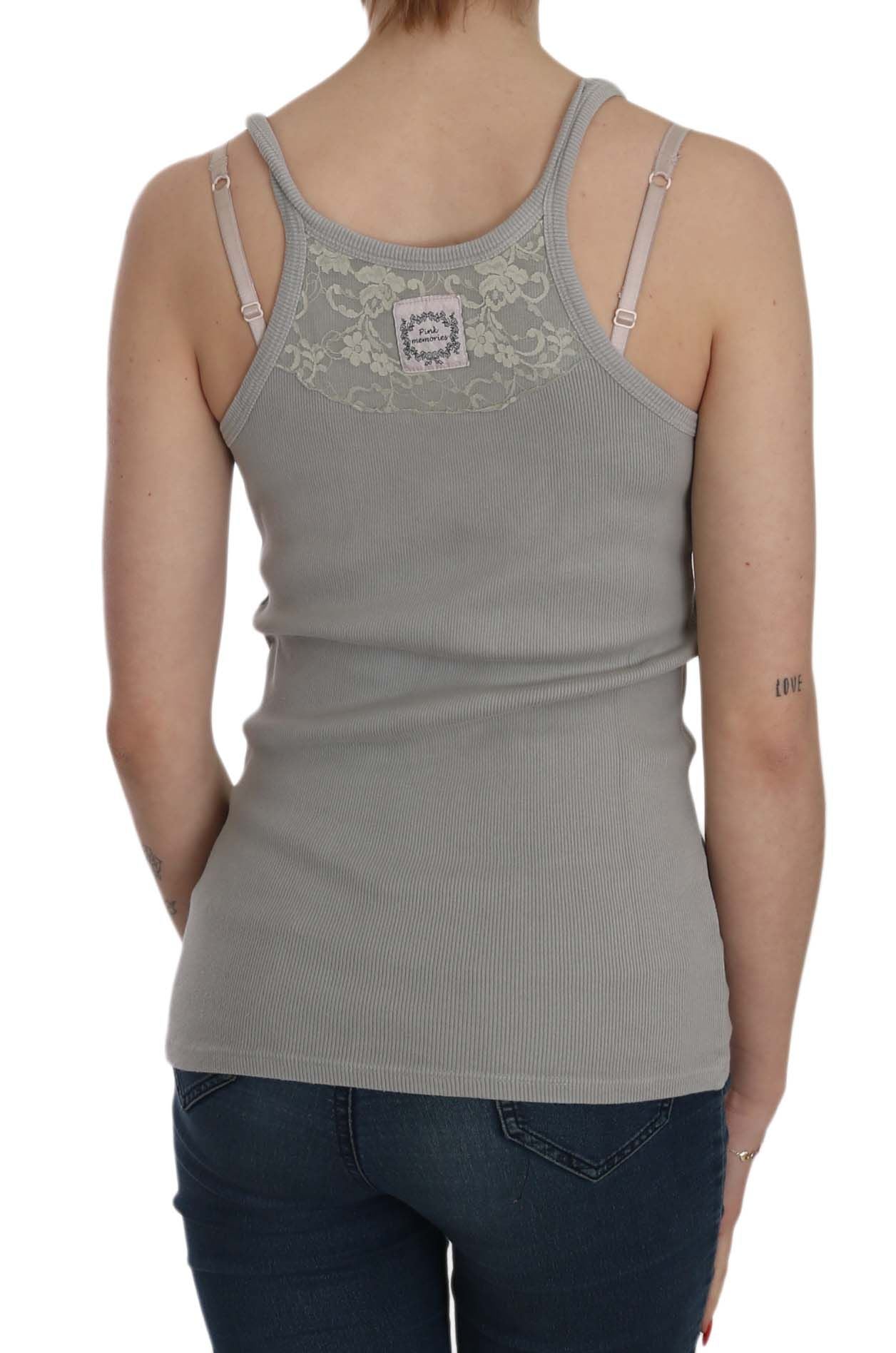 PINK MEMORIES Grey Sleeveless Spaghetti Strap Shirt