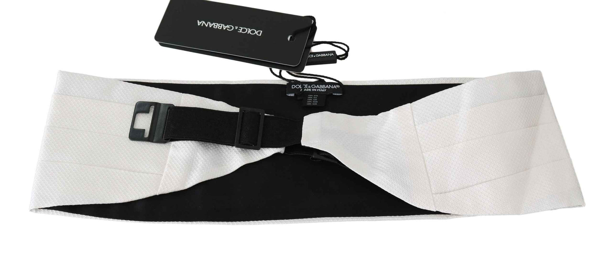 Dolce & Gabbana White Men Waist Belt 100% Silk Cummerbund