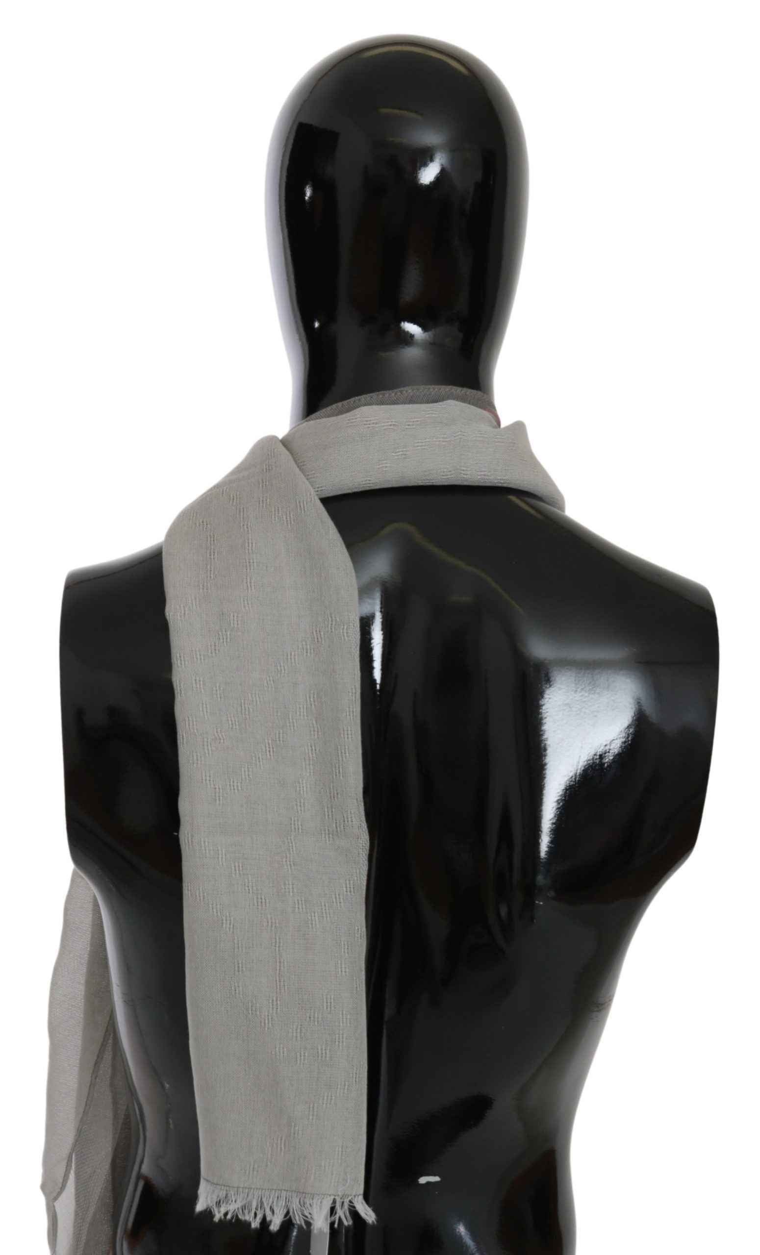 Costume National Gray Fringe Neck Wrap Cotton Scarf