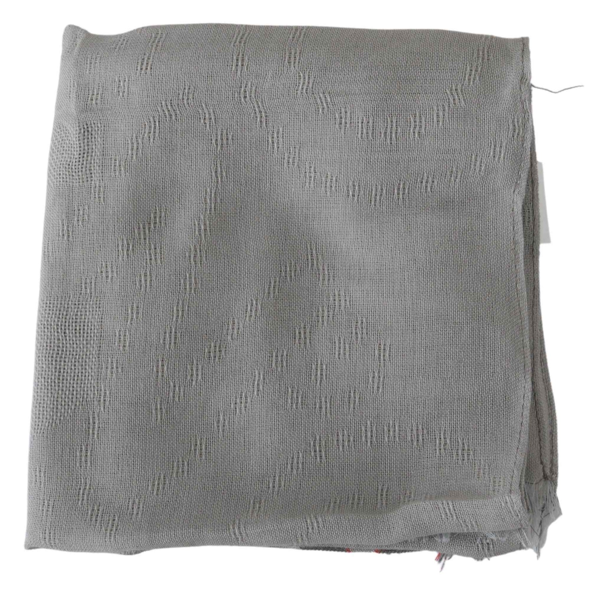 Costume National Gray Fringe Neck Wrap Cotton Scarf