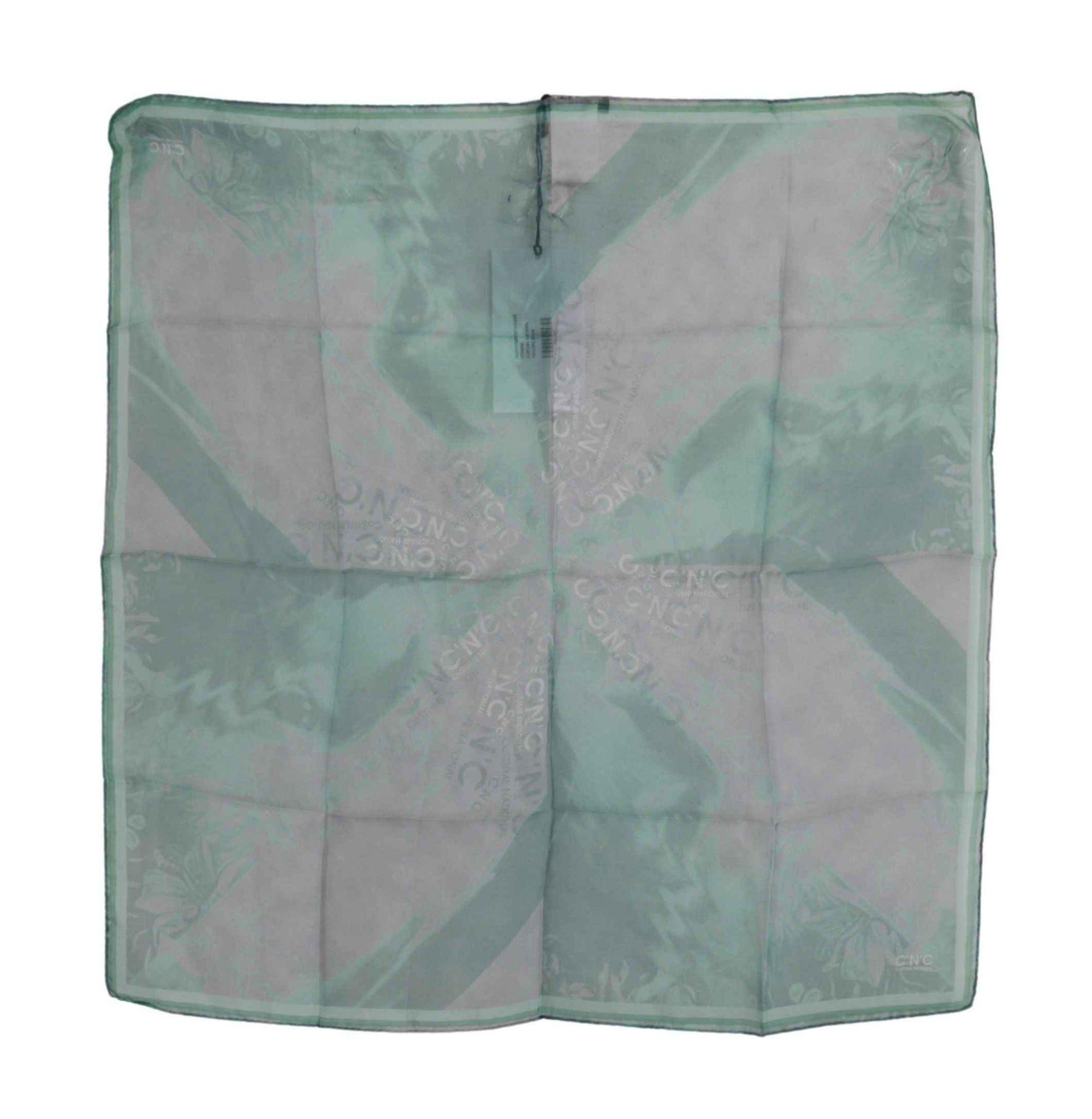 Costume National Green Silk Shawl Foulard Wrap Scarf