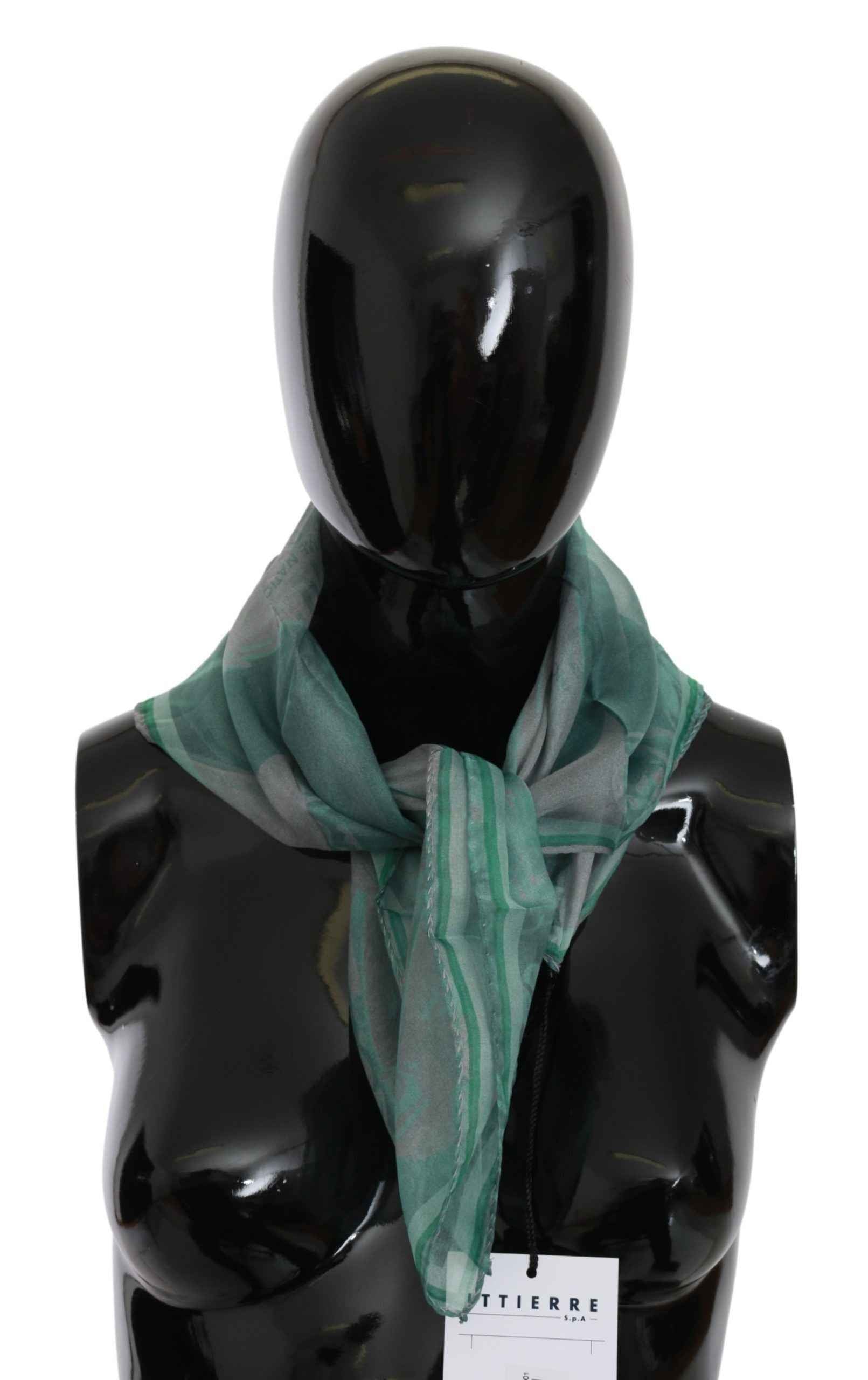 Costume National Green Silk Shawl Foulard Wrap Scarf