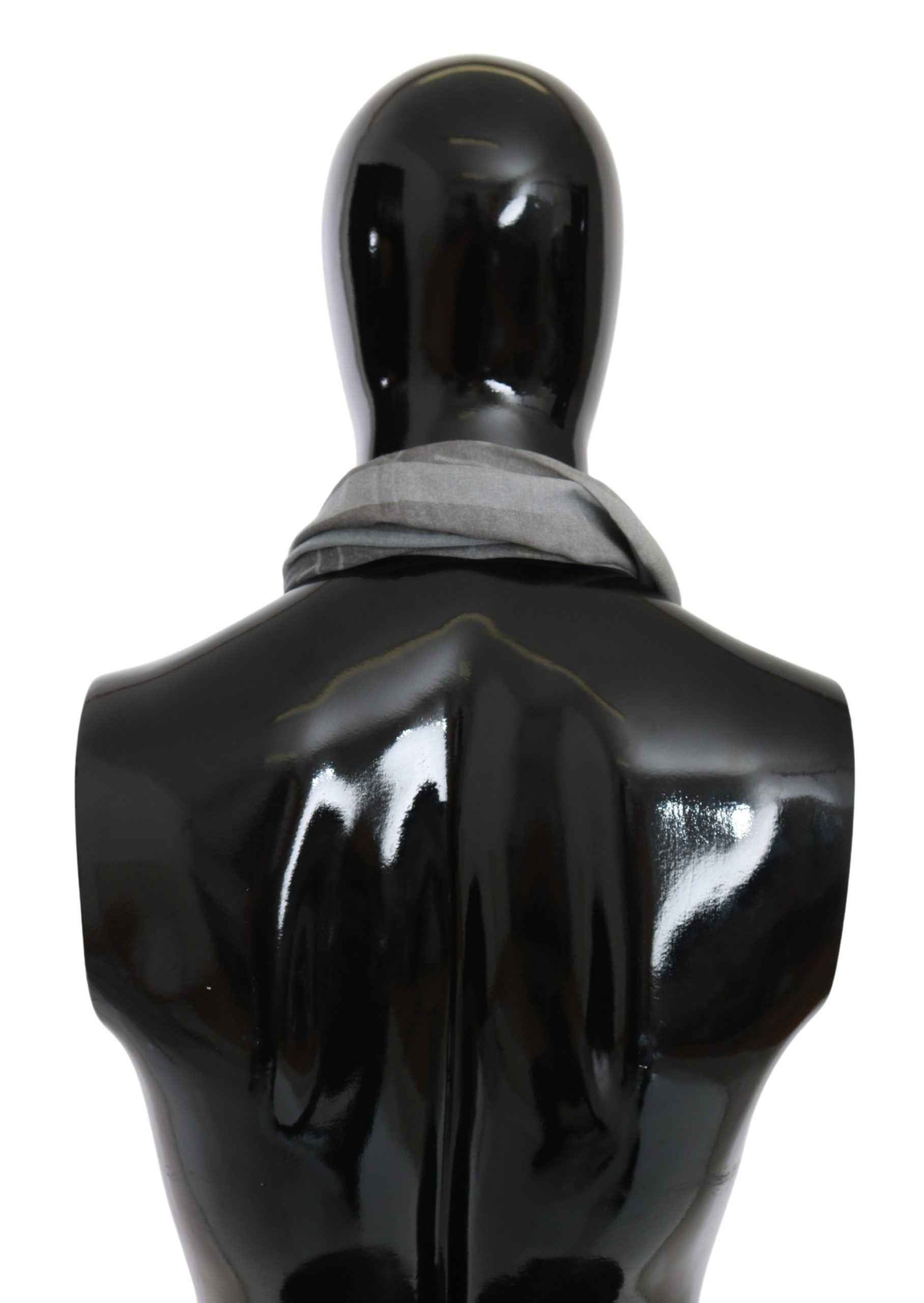 GF Ferre Gray Wool Viscose Foulard Patterned Branded Scarf