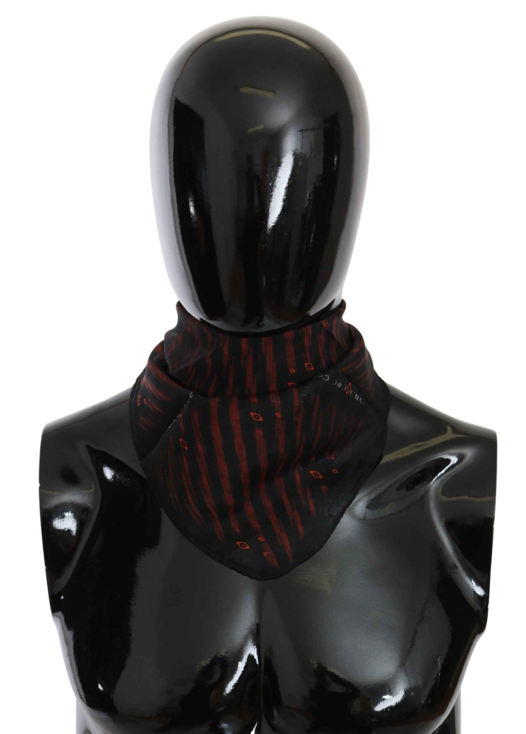 Costume National Black Orange 100% Silk Branded Scarf