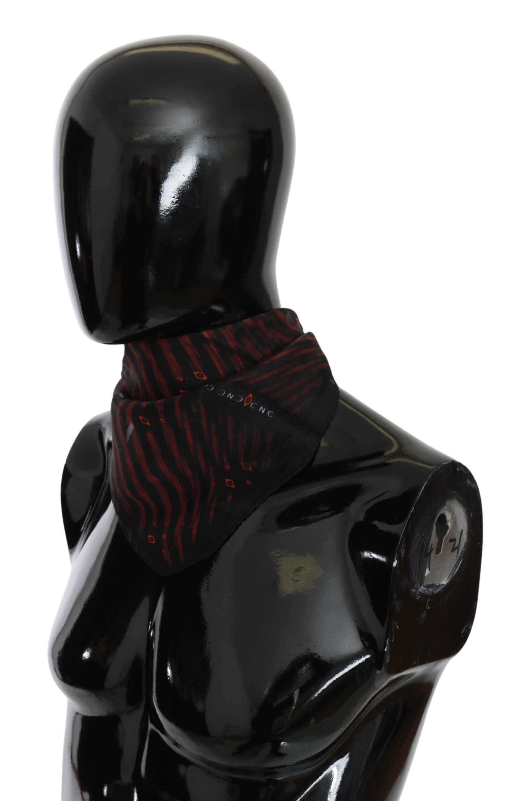 Costume National Black Orange 100% Silk Branded Scarf