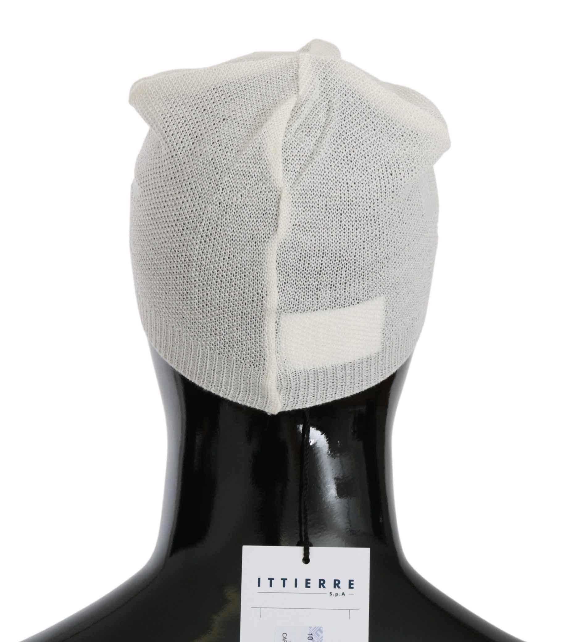Costume National Beanie White Wool Blend Branded Hat