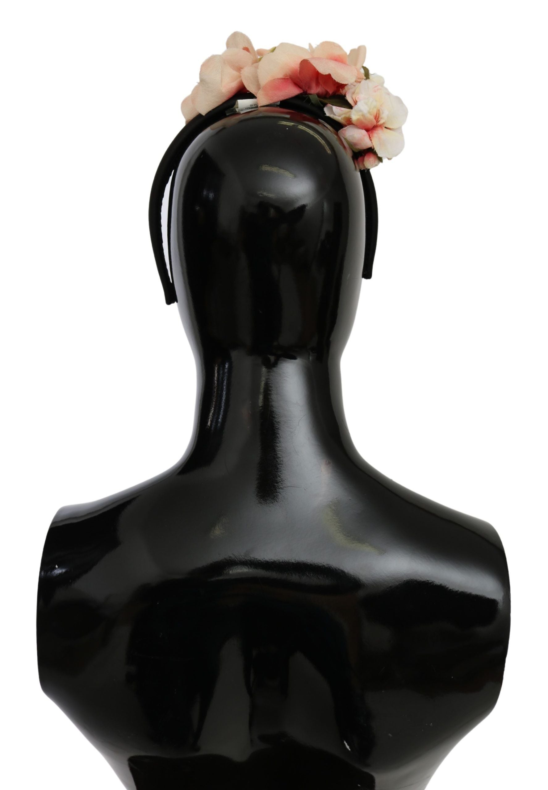 Dolce & Gabbana Pink Silk Black Floral Headband Logo Diadem - Maison Luxe