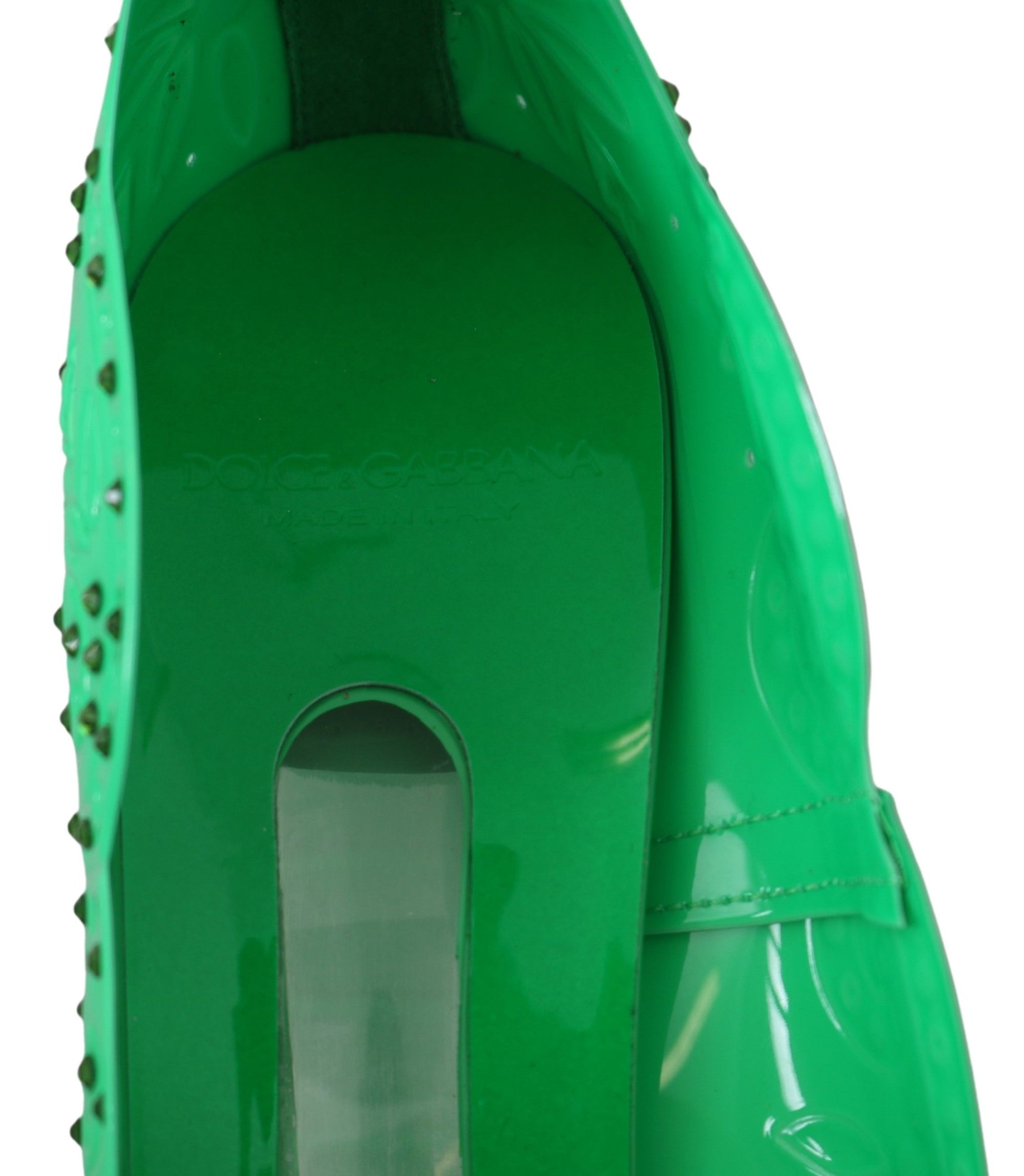 Dolce & Gabbana Green Crystal Floral CINDERELLA Heels Shoes