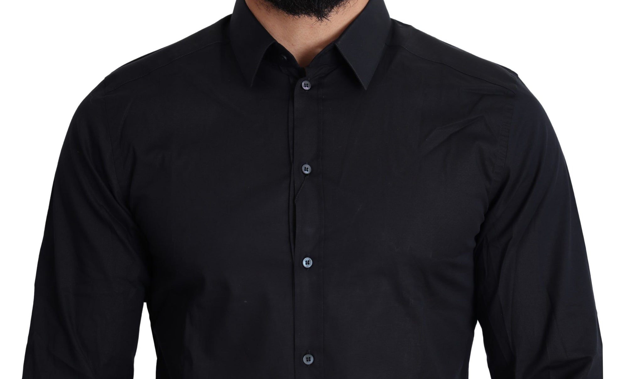 Dolce & Gabbana Blue Cotton Formal GOLD Dress Shirt