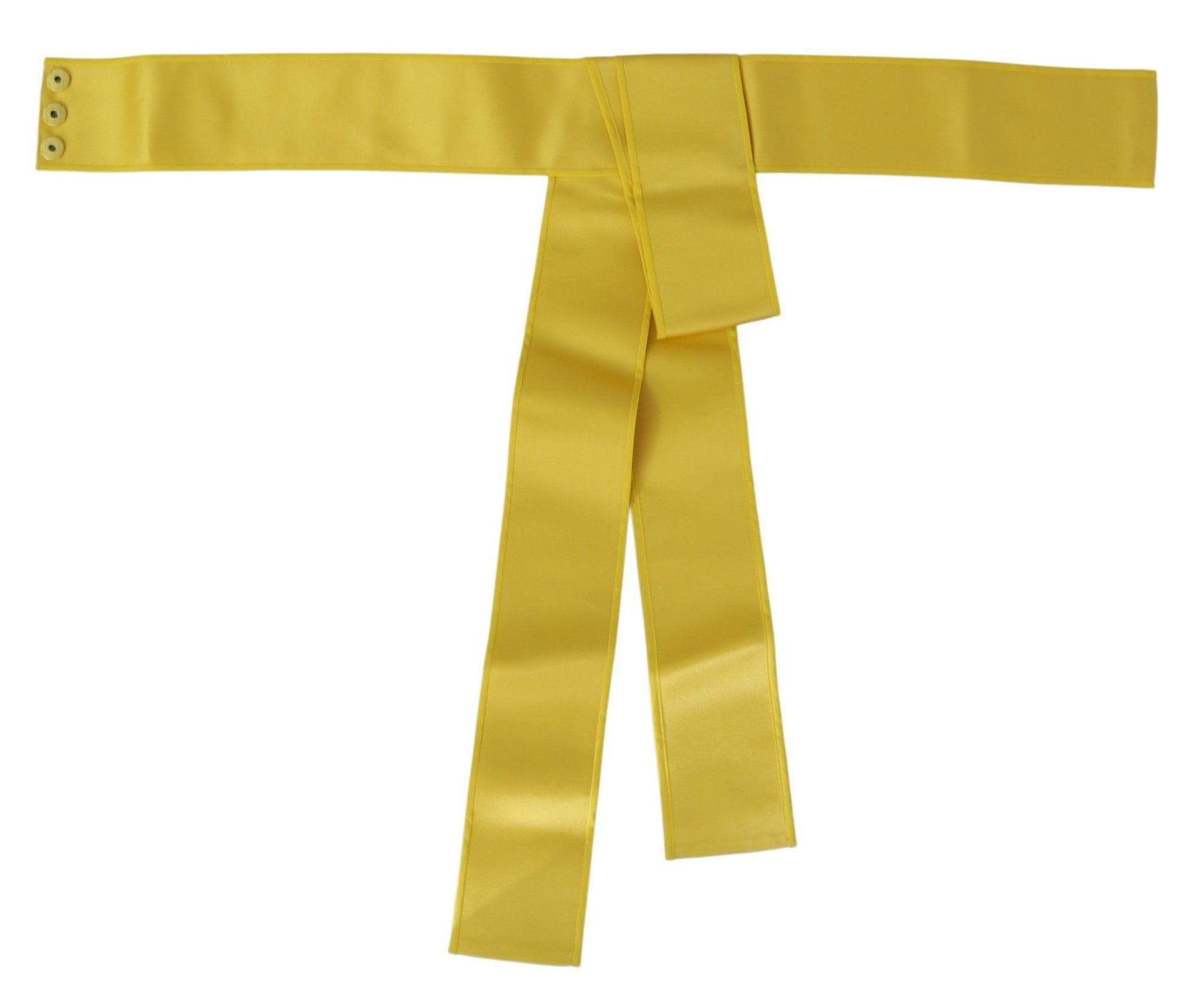 Dolce & Gabbana Yellow Wide Snap Button Closure Silk Belt - Maison Luxe