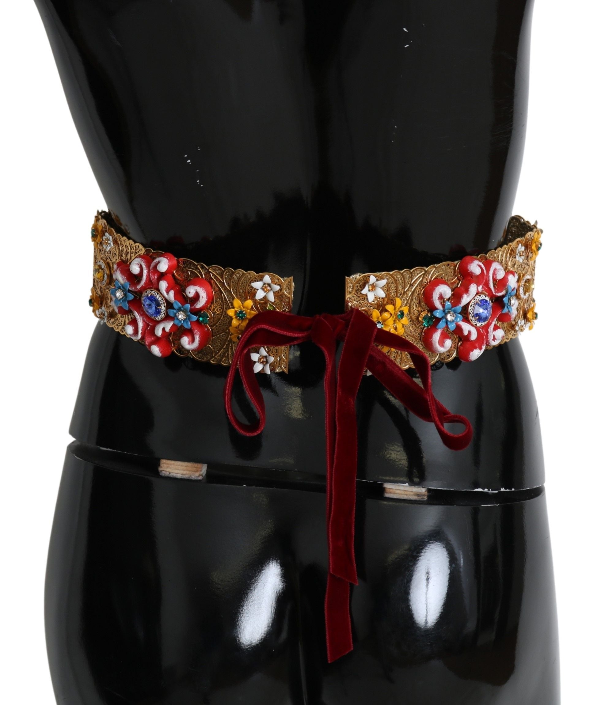 Dolce & Gabbana multicolor Embellished Floral Crystal Wide Waist Belt - Maison Luxe