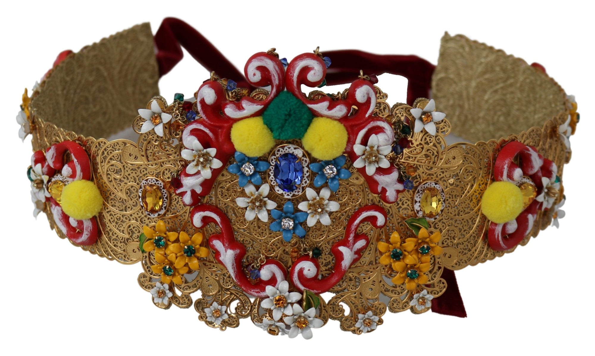 Dolce & Gabbana multicolor Embellished Floral Crystal Wide Waist Belt - Maison Luxe