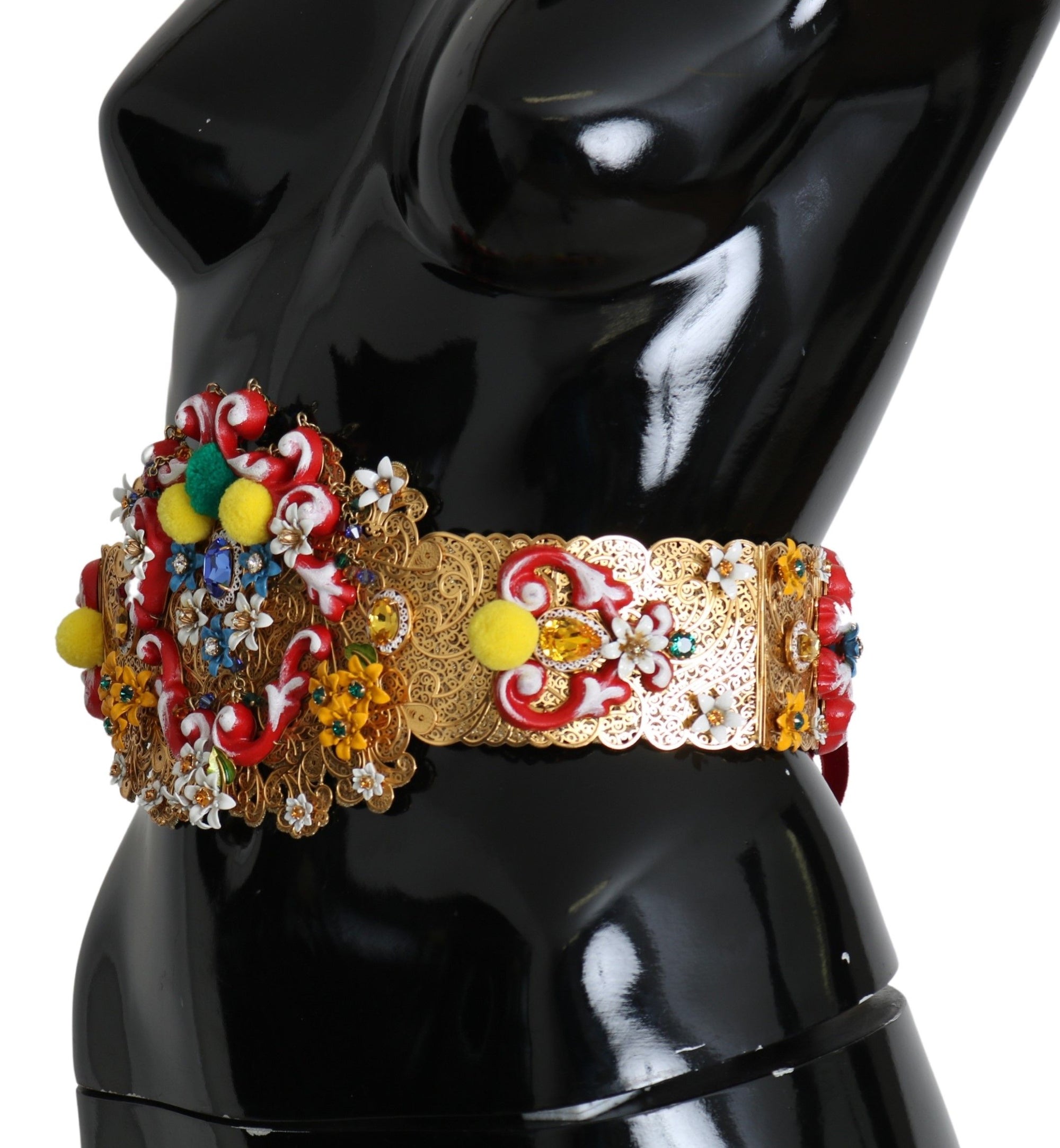 Dolce & Gabbana multicolor Embellished Floral Crystal Wide Waist Belt - Maison Luxe