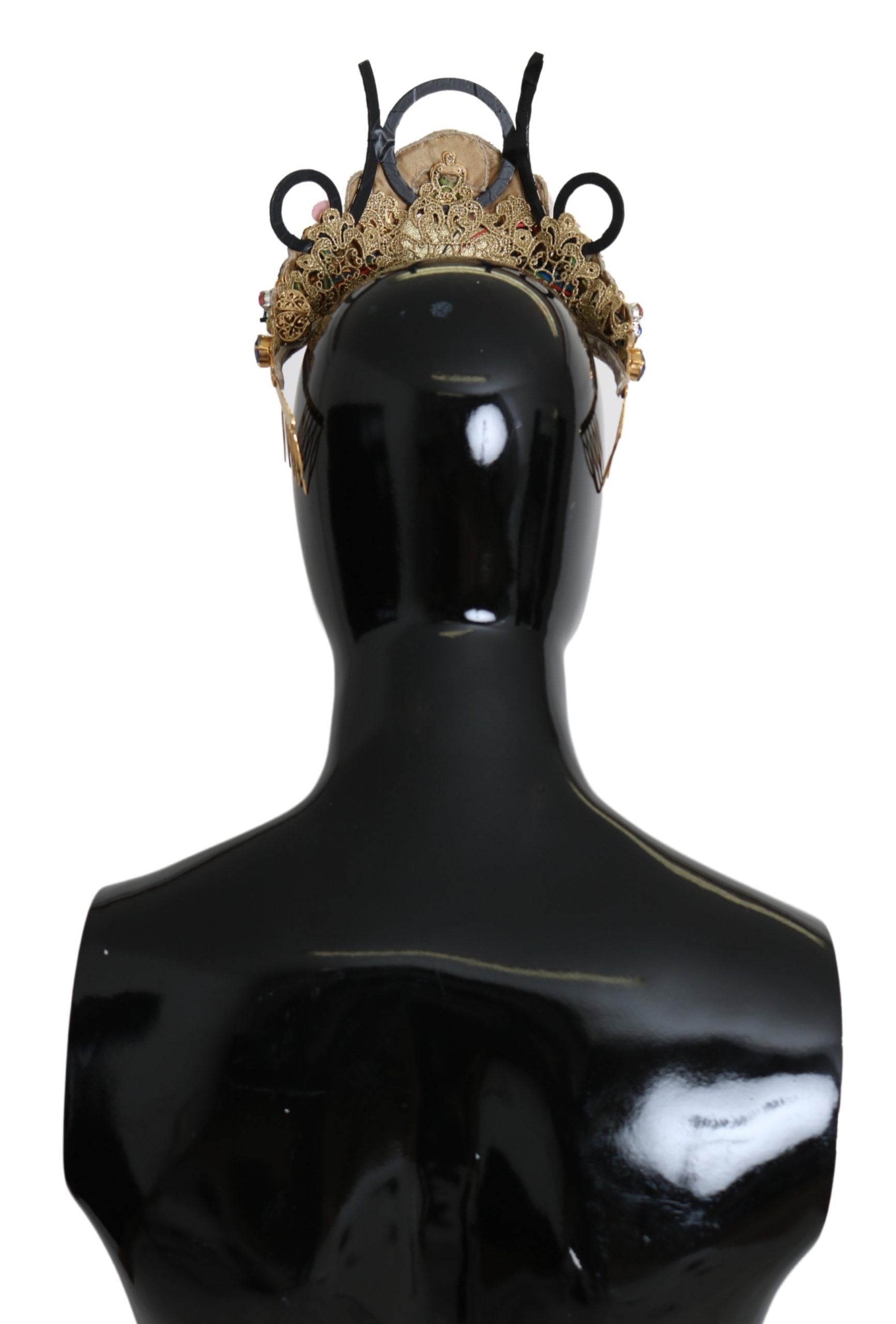 Dolce & Gabbana Gold Brass Floral Crystals LED Lights Crown Tiara Diadem - Maison Luxe