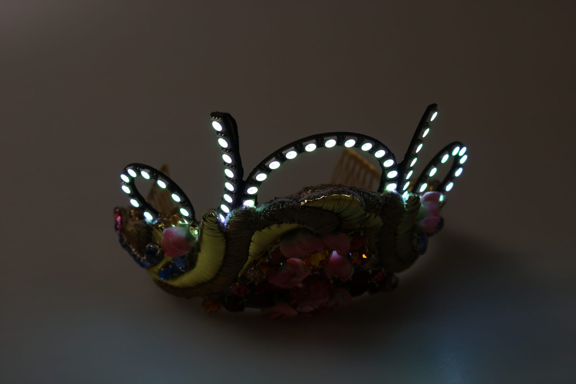 Dolce & Gabbana Gold Brass Floral Crystals LED Lights Crown Tiara Diadem - Maison Luxe