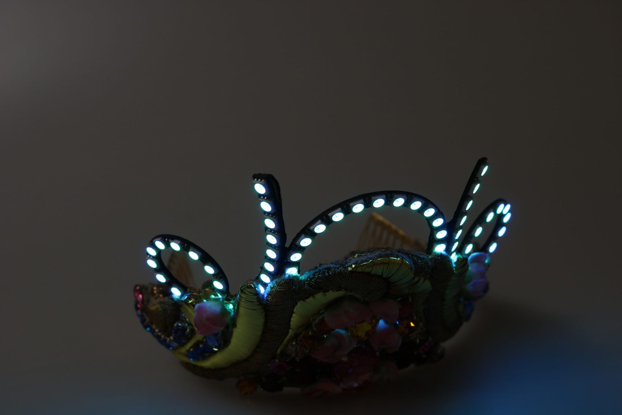 Dolce & Gabbana Gold Brass Floral Crystals LED Lights Crown Tiara Diadem - Maison Luxe