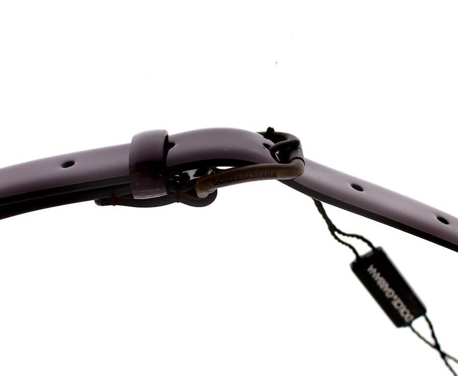 Dolce & Gabbana Purple Leather Logo Cintura Gürtel Belt - Maison Luxe