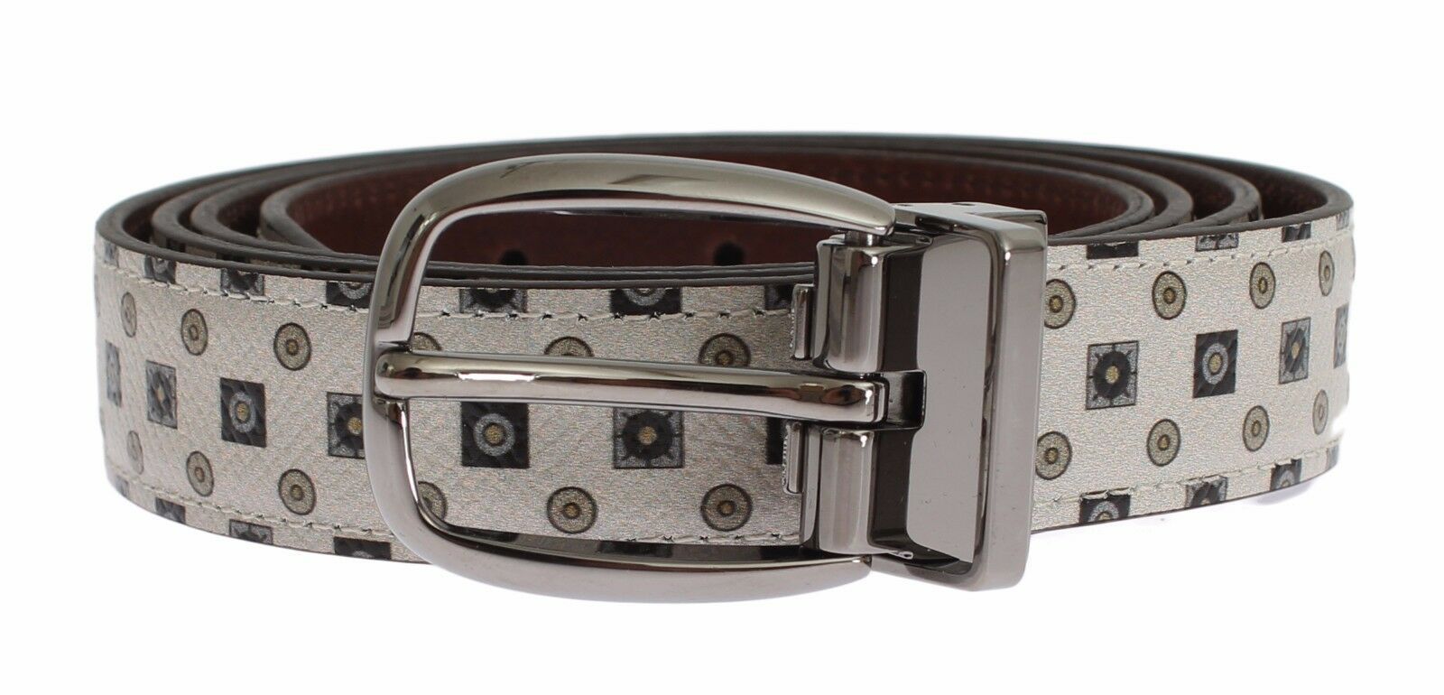 Dolce & Gabbana White Silk Bowtie Leather Men Belt Gift Box - Maison Luxe