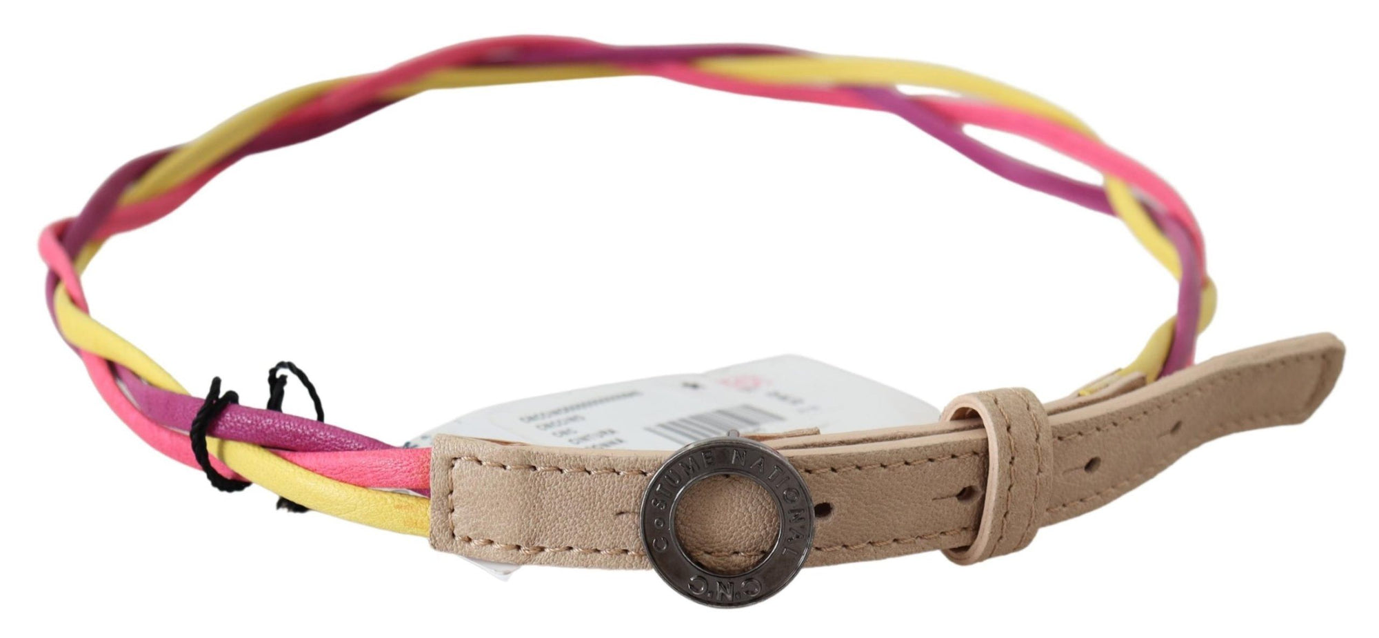Costume National Multicolor Twisted Leather Circle Buckle Belt - Maison Luxe