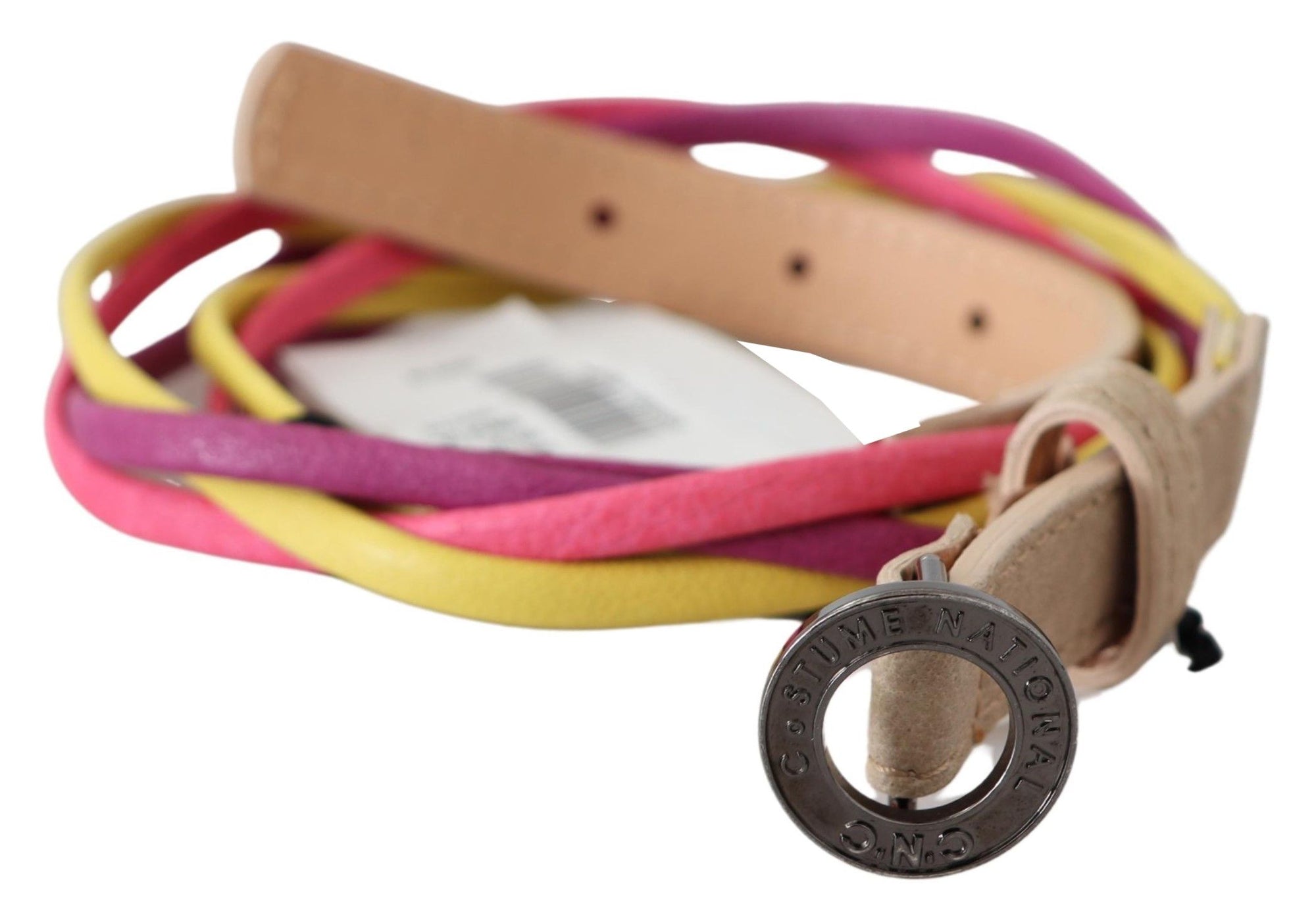 Costume National Multicolor Twisted Leather Circle Buckle Belt - Maison Luxe