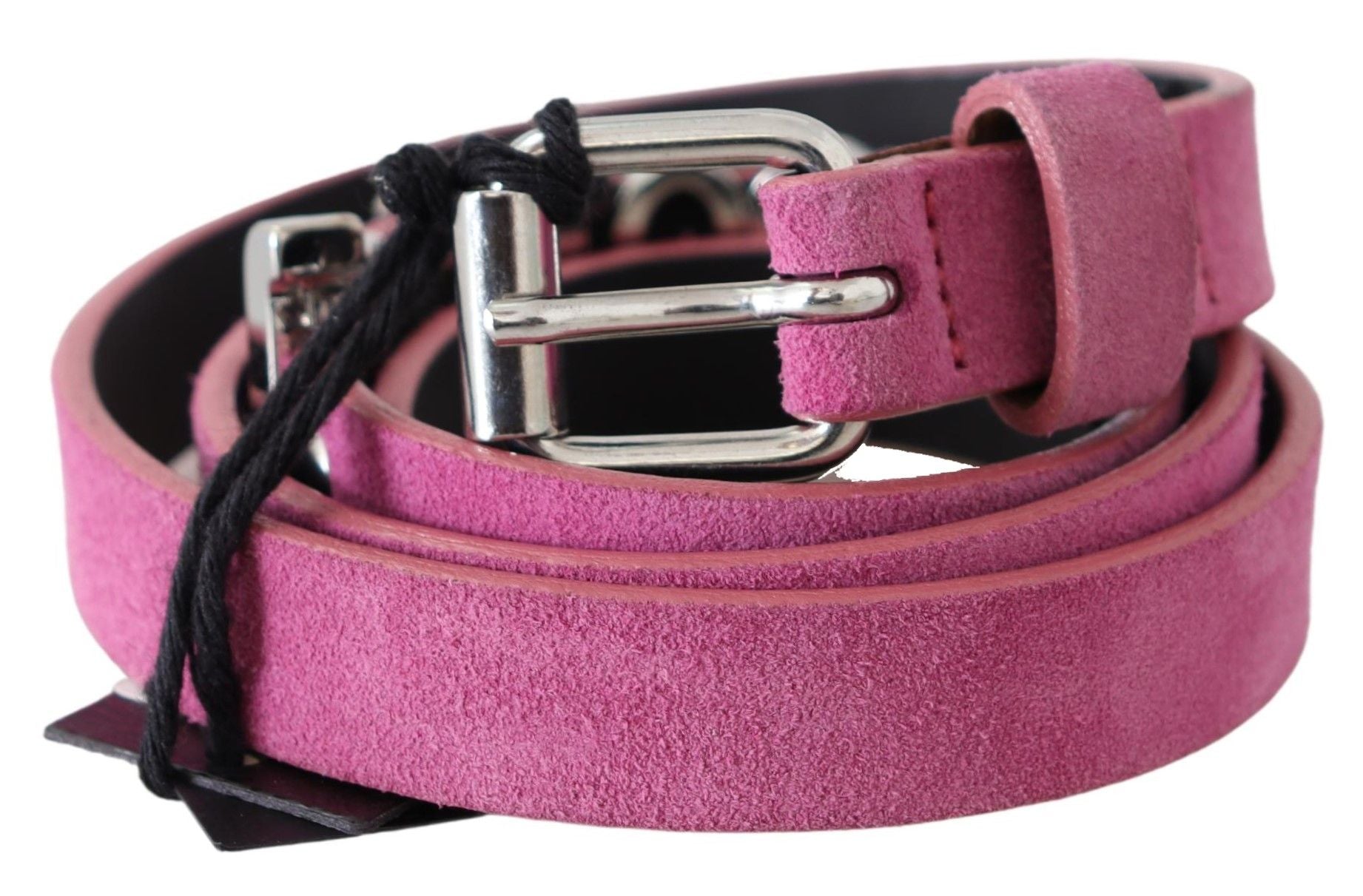 Just Cavalli Pink Silver Chrome Metal Buckle Waist Belt - Maison Luxe