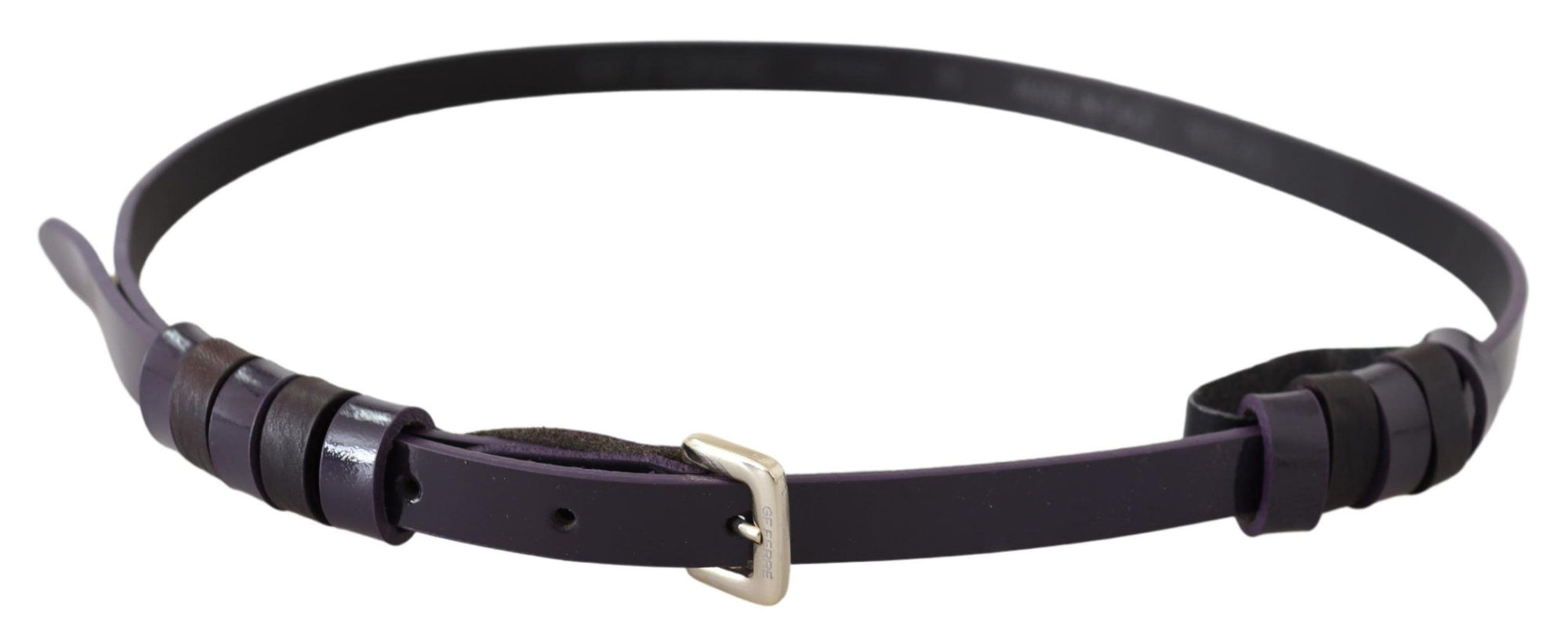 GF Ferre Black Leather Thin Gold Metal Chrome Buckle Belt - Maison Luxe