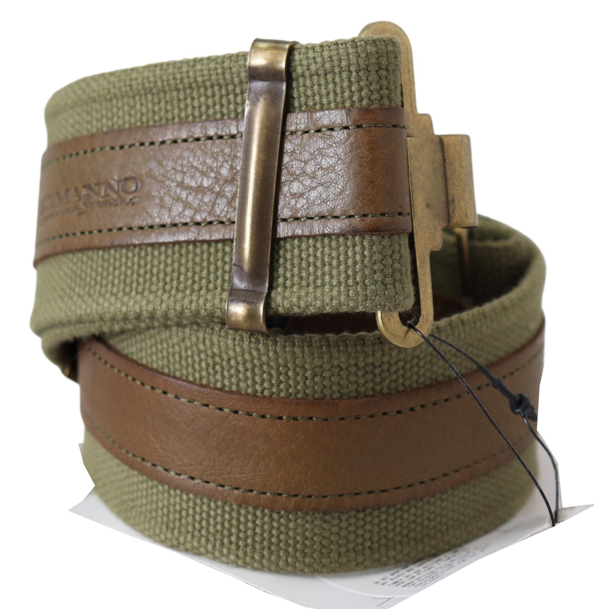 Ermanno Scervino Green Leather Rustic Bronze Buckle Army Belt - Maison Luxe