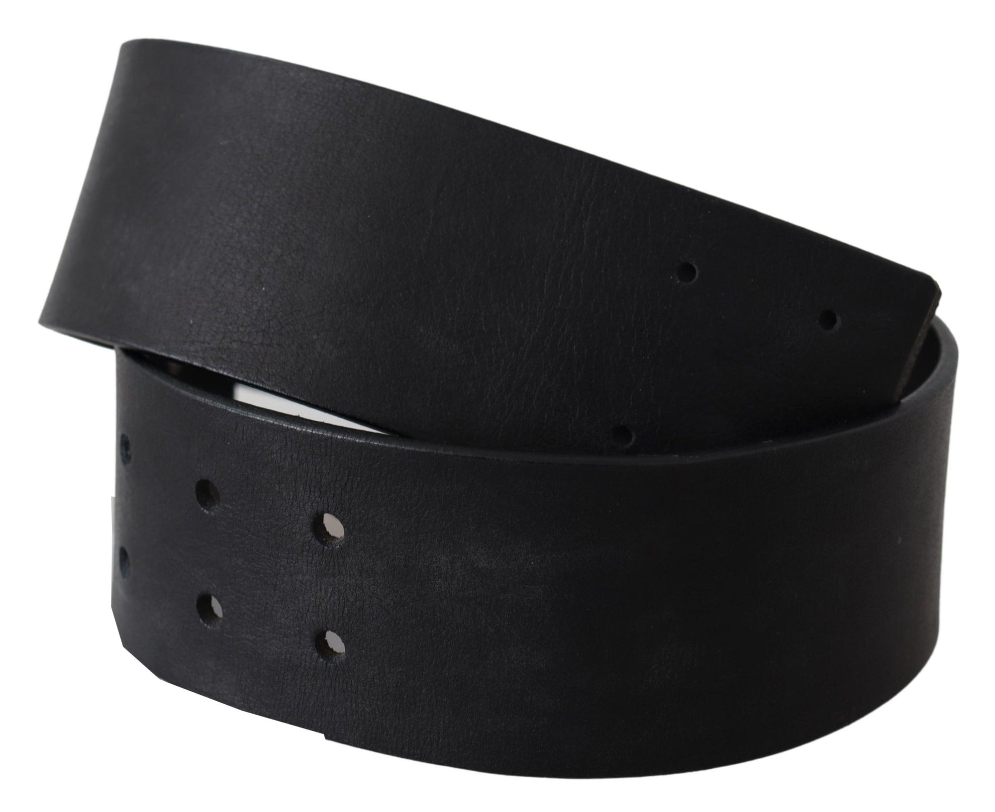 GF Ferre Black Genuine Leather Wide Logo Waist Belt - Maison Luxe