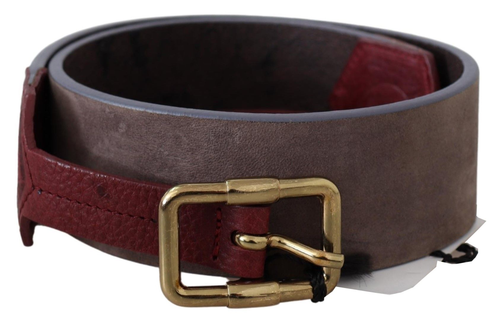 GF Ferre Brown Leather Wide Gold Chrome Logo Buckle Belt - Maison Luxe