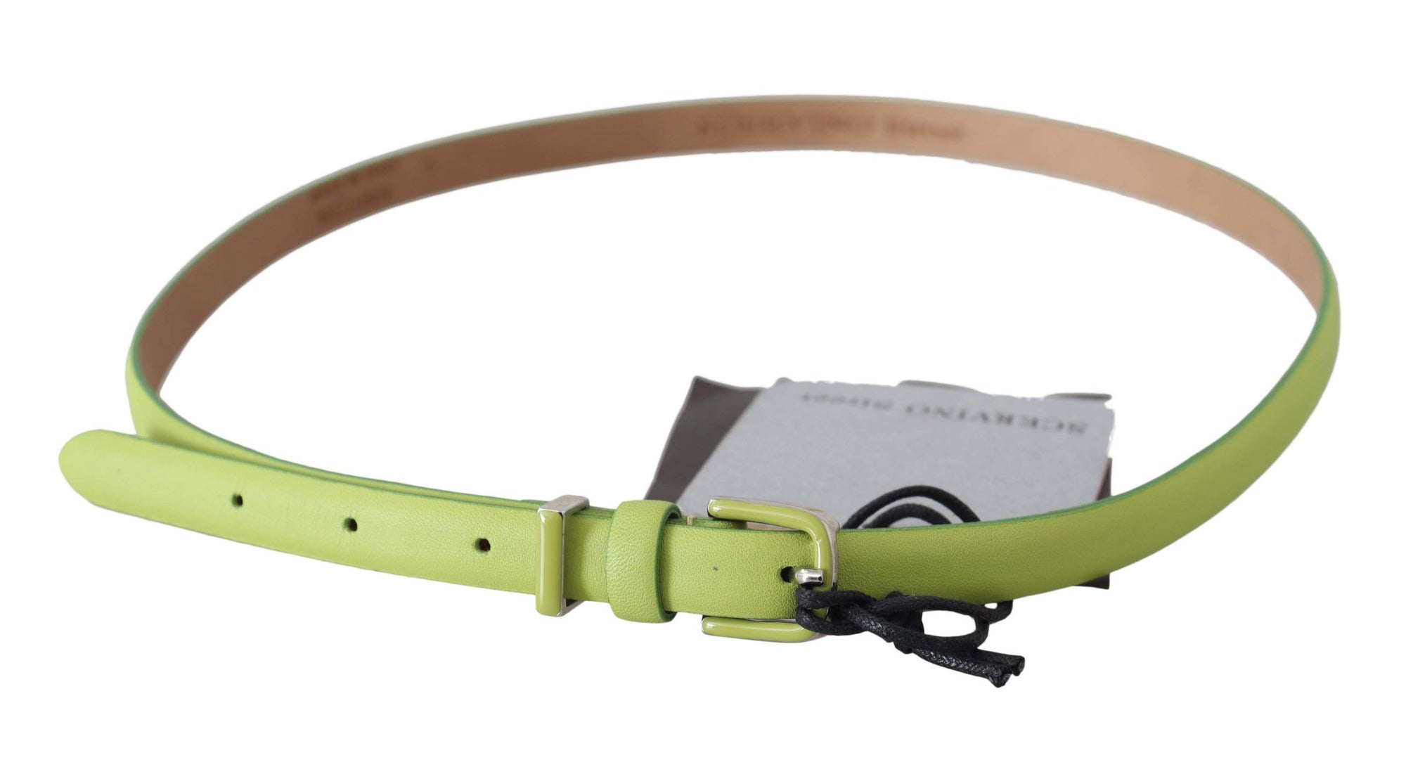 Scervino Street Green Leather Chartreuse Silver Green Buckle Belt - Maison Luxe