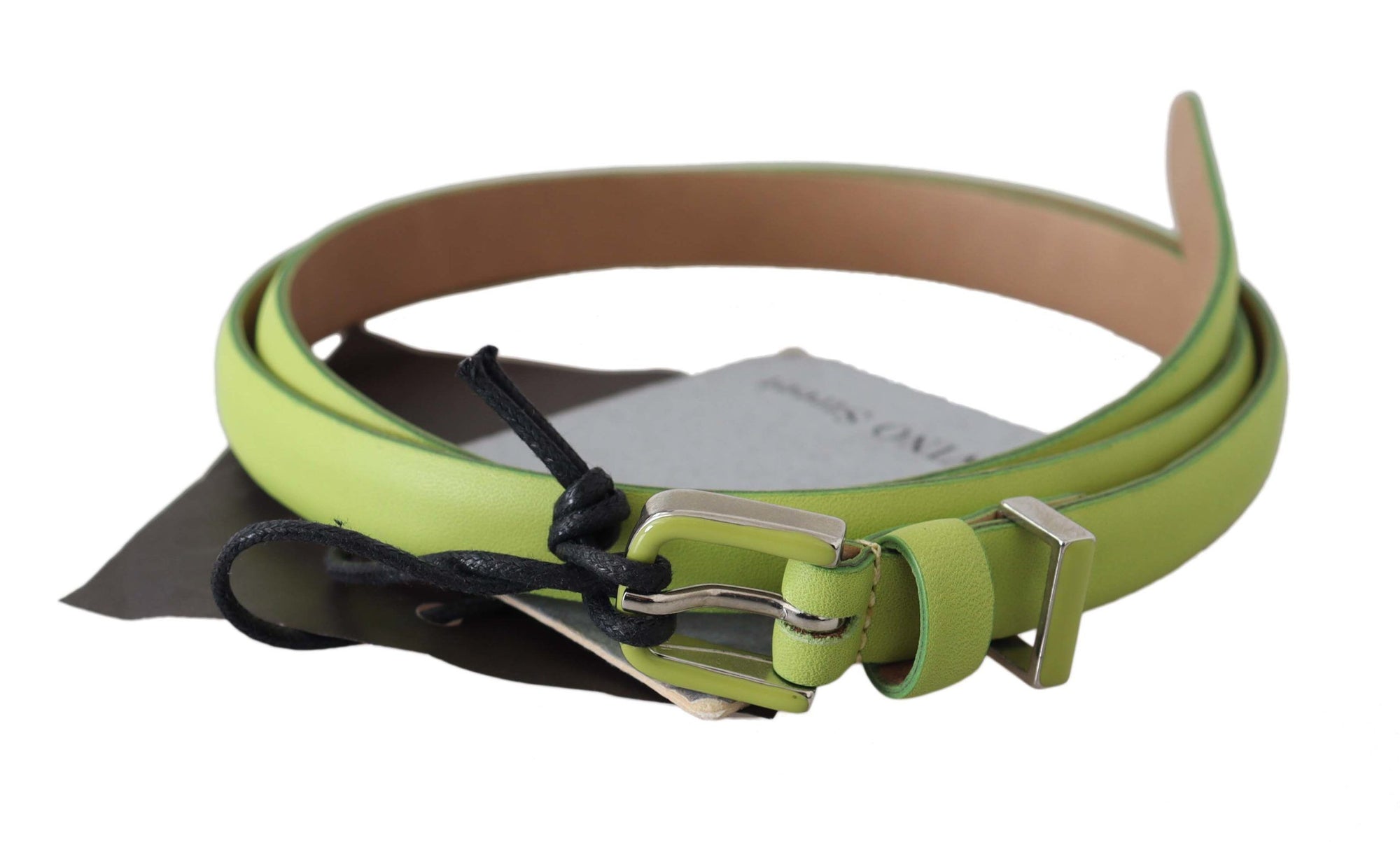Scervino Street Green Leather Chartreuse Silver Green Buckle Belt - Maison Luxe
