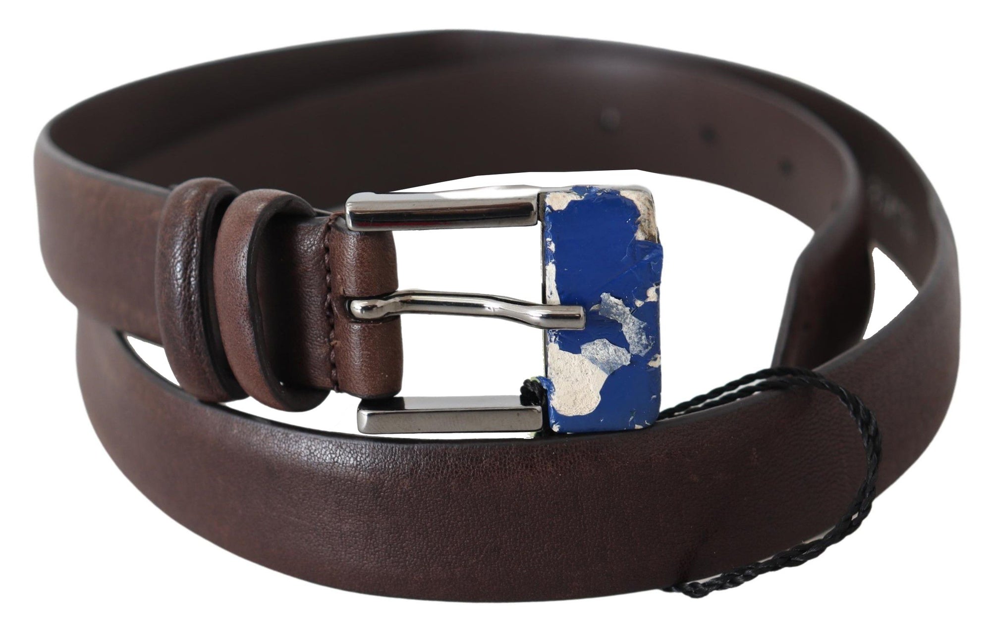 Costume National Brown Genuine Leather Silver Buckle Belt - Maison Luxe