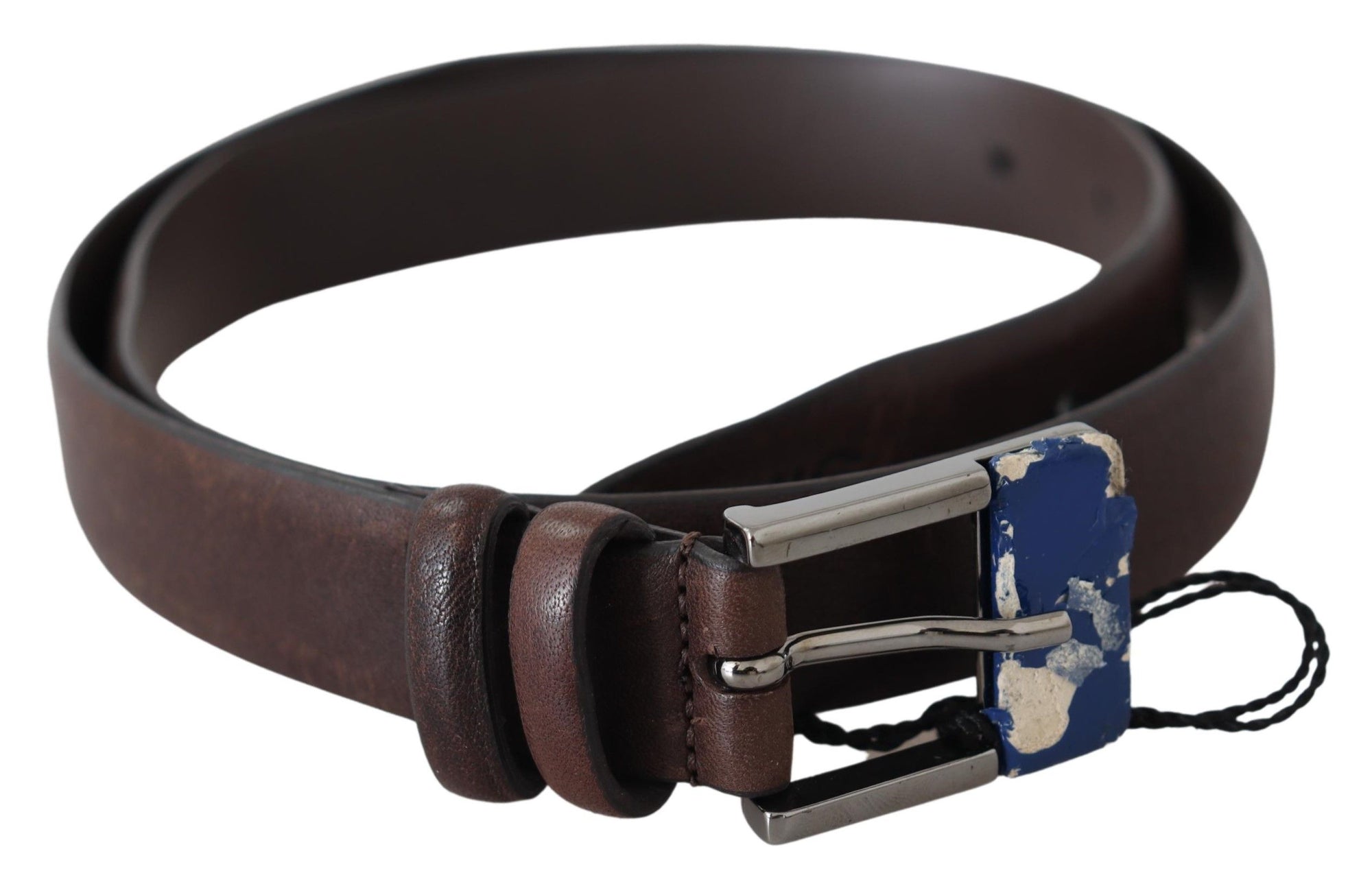 Costume National Brown Genuine Leather Silver Buckle Belt - Maison Luxe