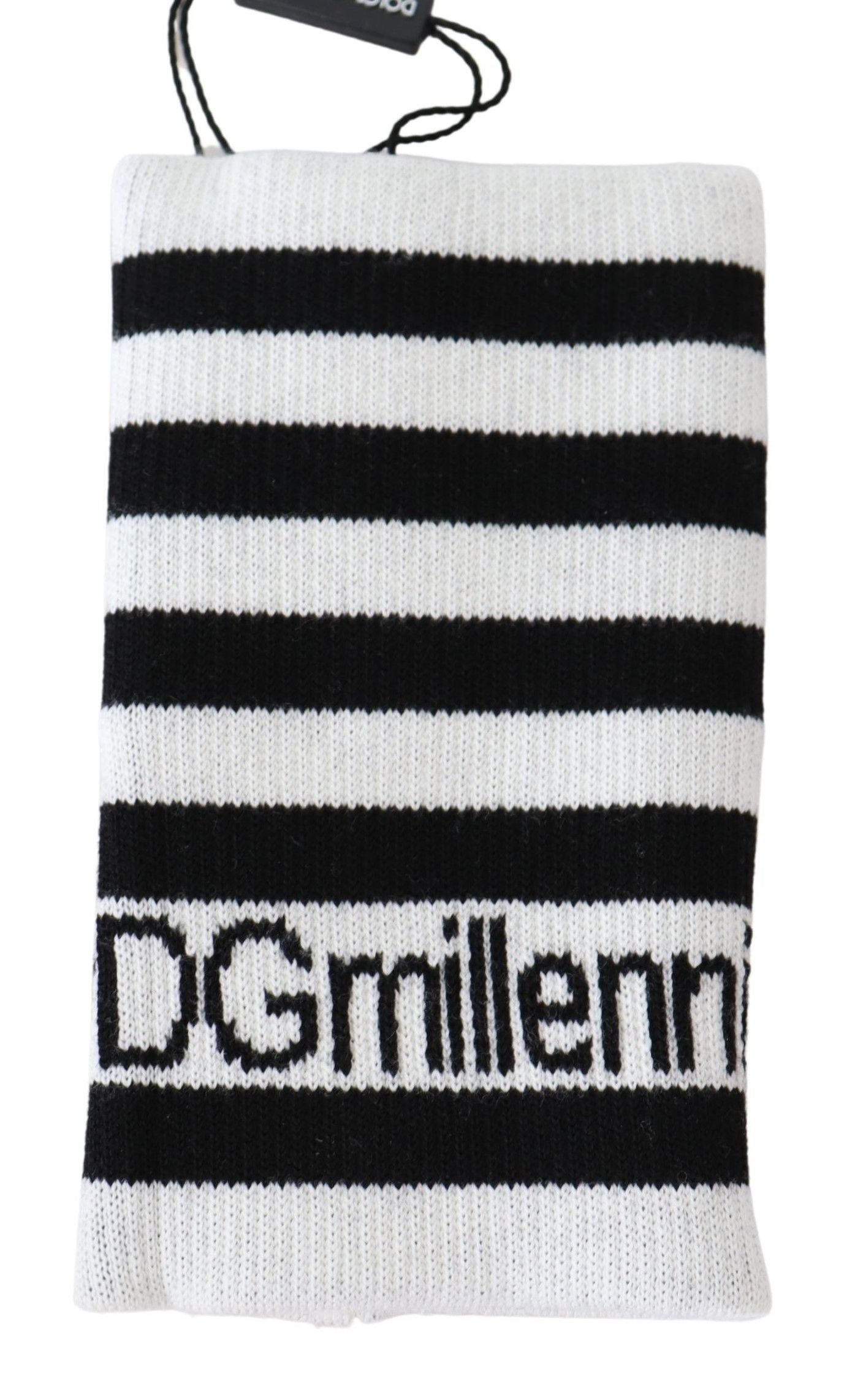 Dolce & Gabbana Black White Wool DGMillennials Wristband Wrap - Maison Luxe