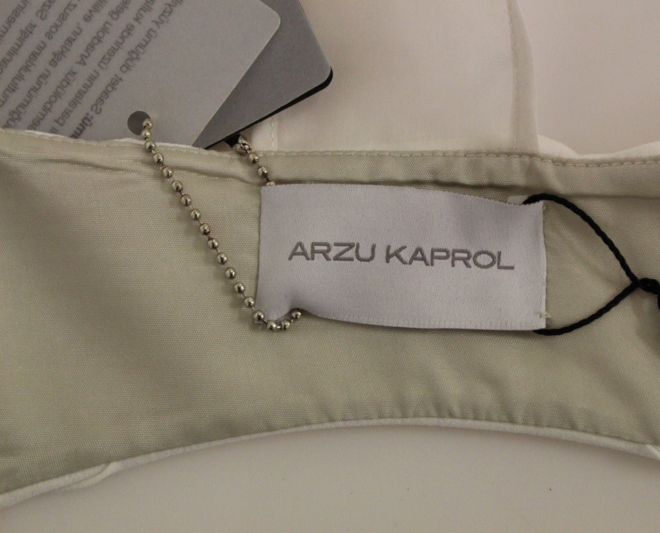 Arzu Kaprol White Lashes Open Back Vest Jacket
