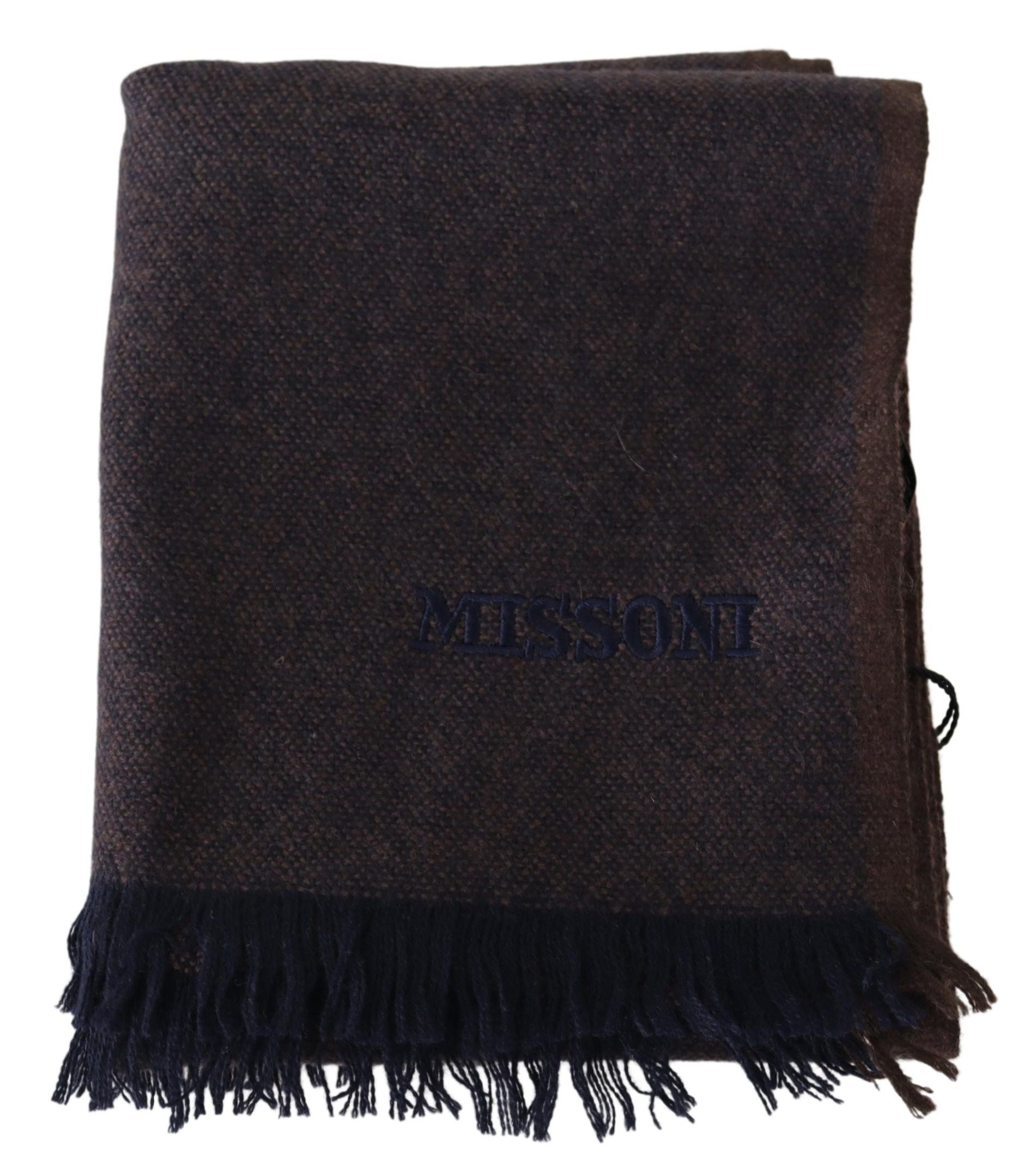 Missoni Brown 100% Cashmere Unisex Neck Wrap Fringes Scarf - Maison Luxe