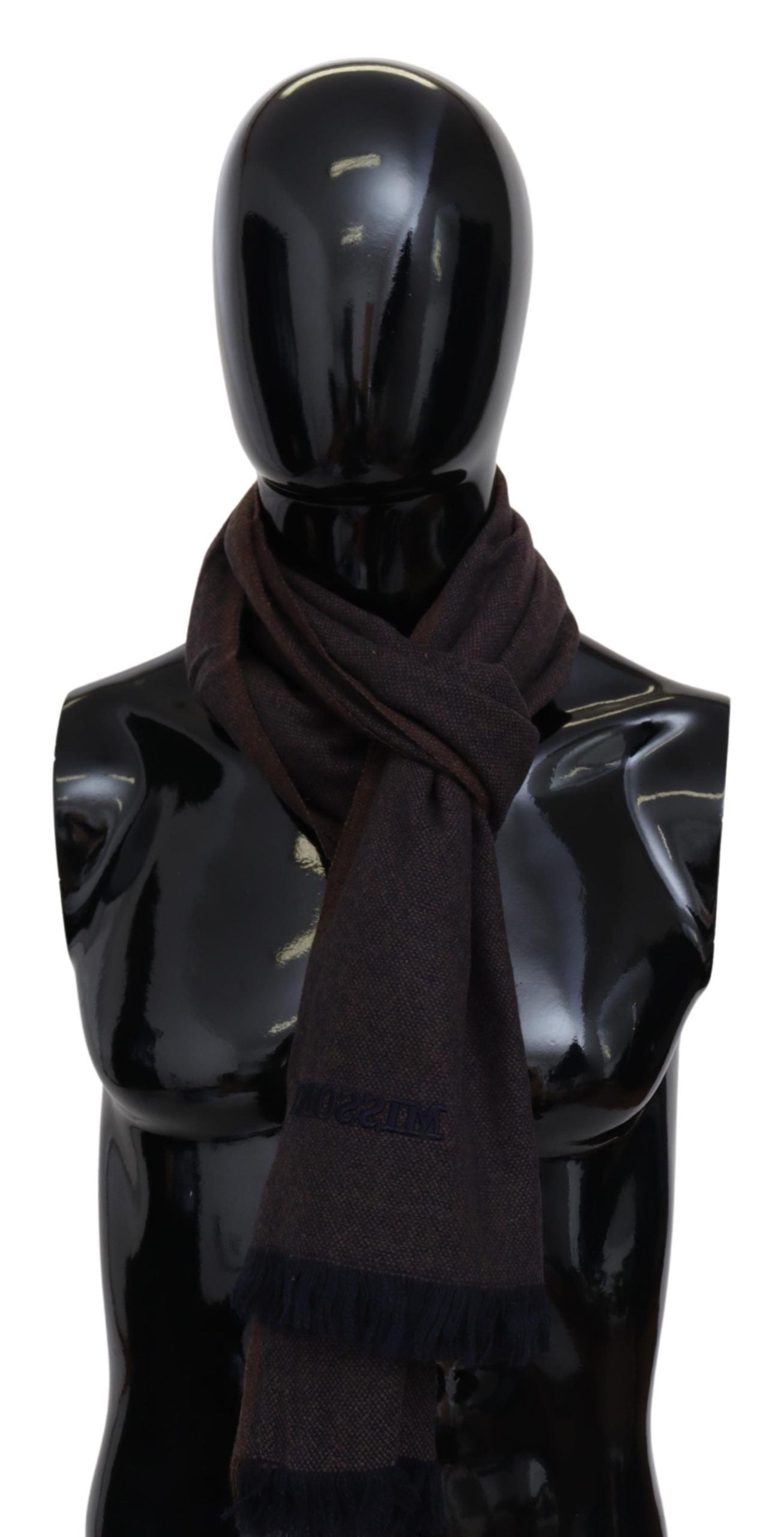 Missoni Brown 100% Cashmere Unisex Neck Wrap Fringes Scarf - Maison Luxe