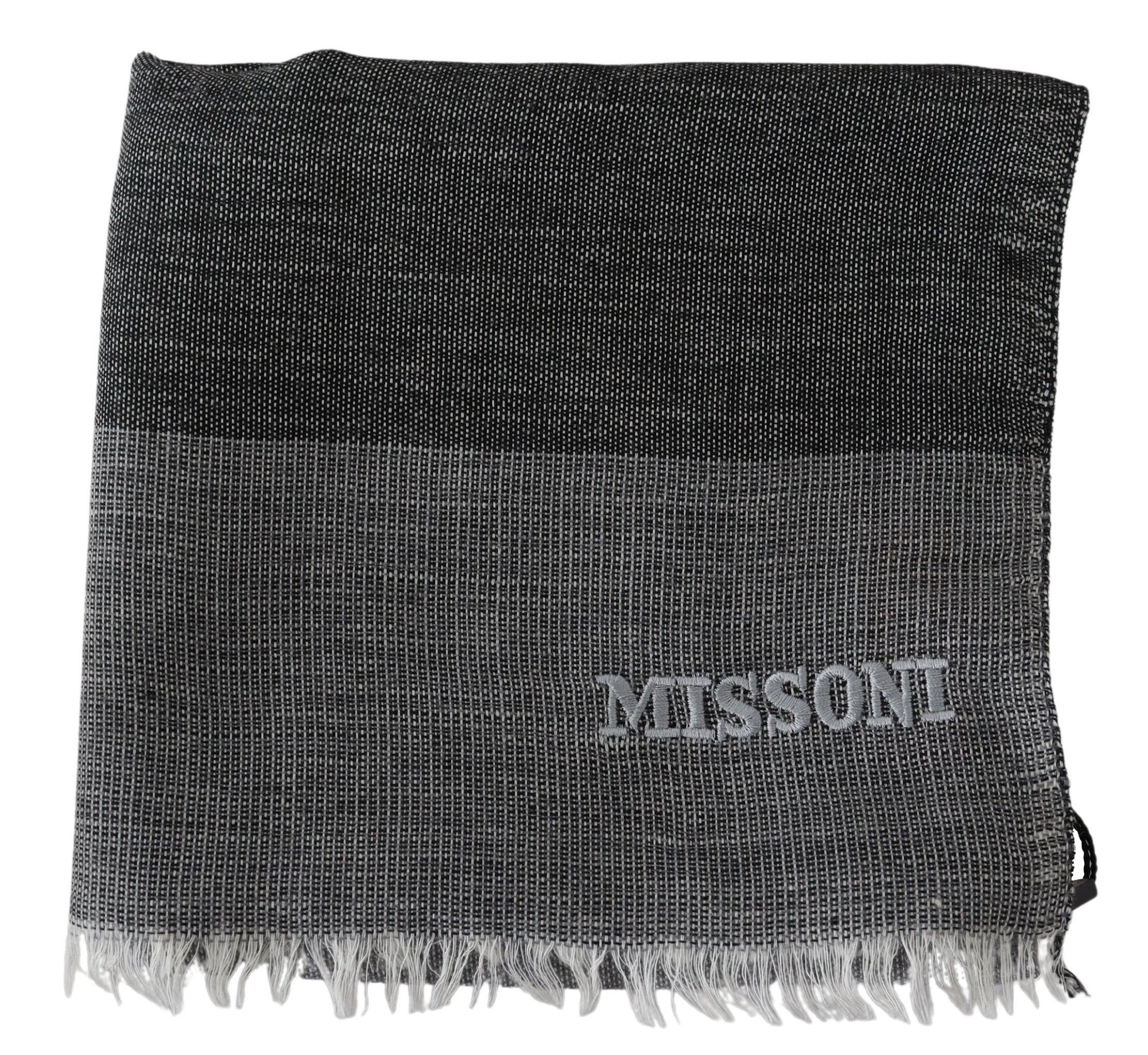 Missoni Gray Striped Wool Unisex Neck Wrap Fringes Scarf - Maison Luxe