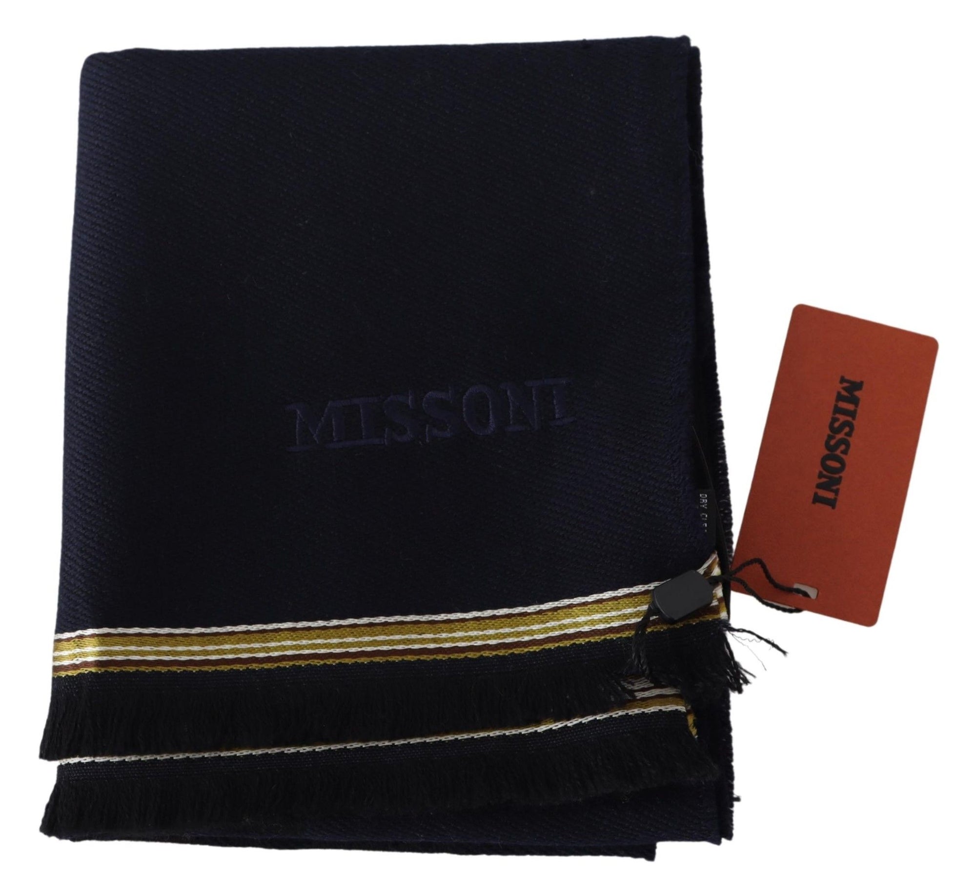 Missoni Black 100% Wool Unisex Neck Wrap Fringes Scarf - Maison Luxe