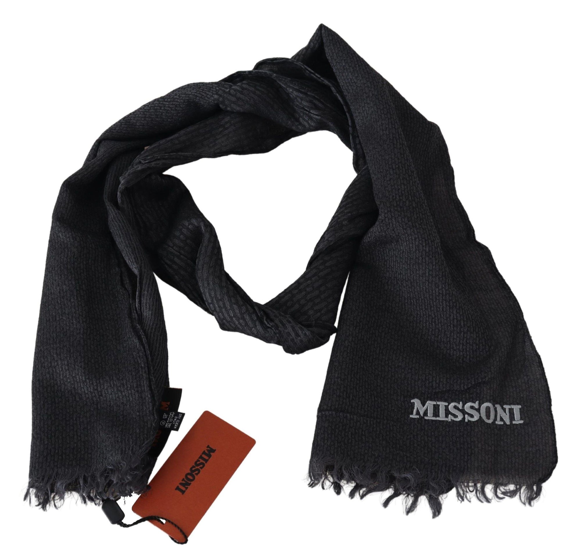 Missoni Black Wool Knit Unisex Neck Wrap Scarf - Maison Luxe