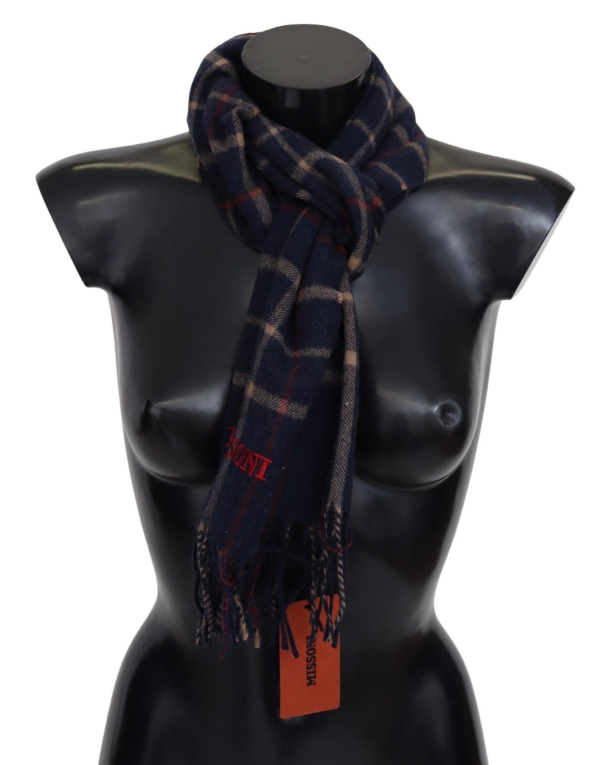 Missoni Black Checkered Unisex Neck Wrap Fringes Scarf - Maison Luxe