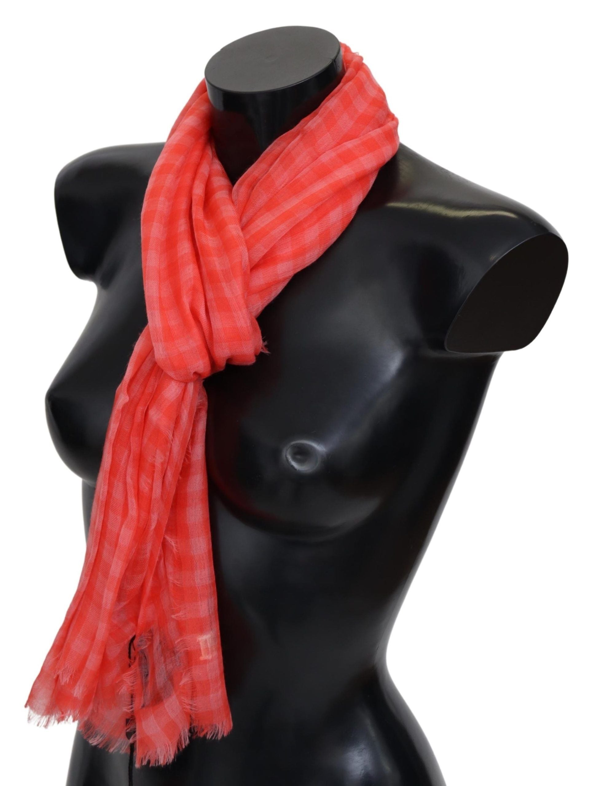 Missoni Orange Check Cashmere Unisex Wrap Fringes Scarf - Maison Luxe