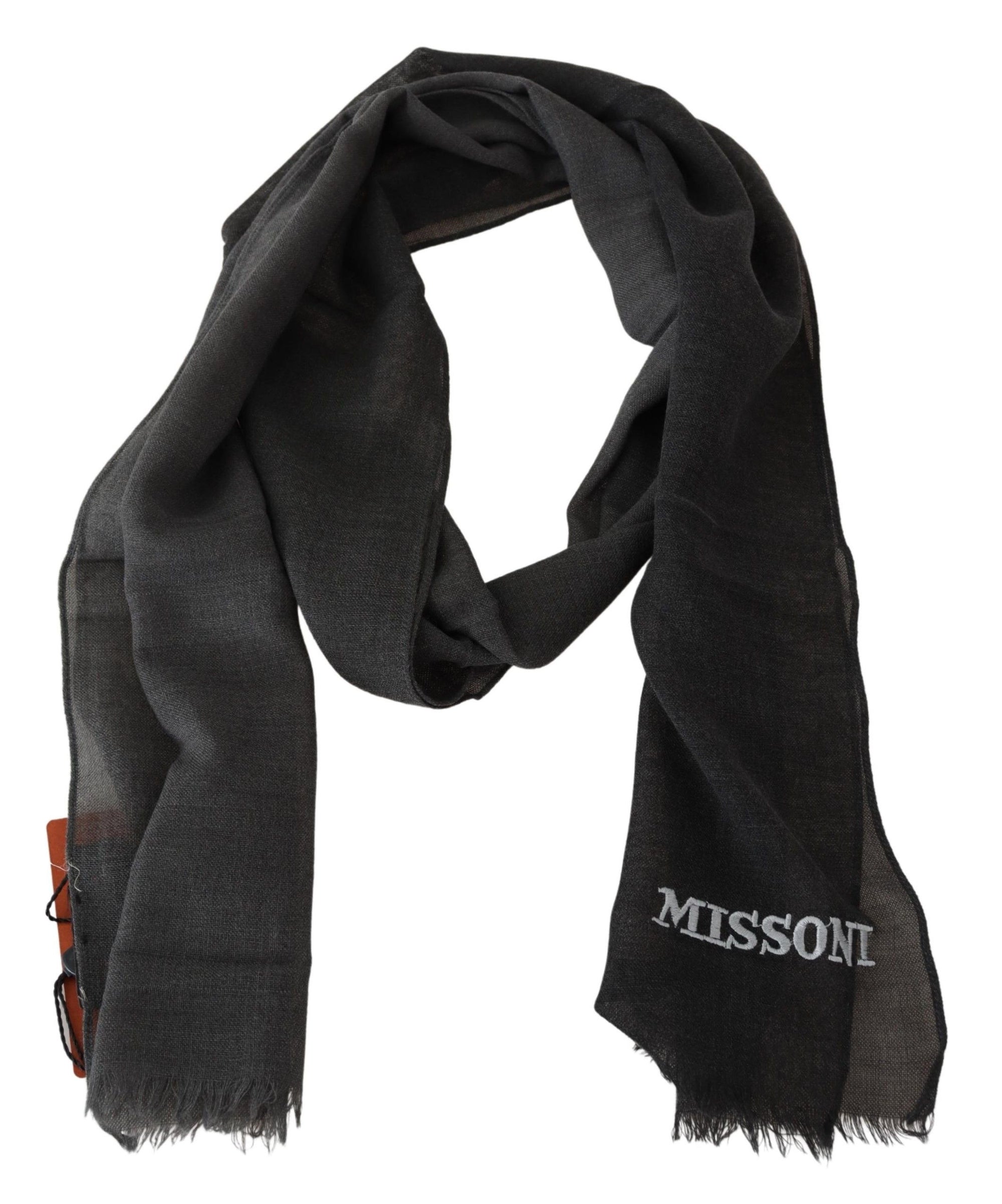 Missoni Black 100% Wool Unisex Neck Wrap Scarf - Maison Luxe