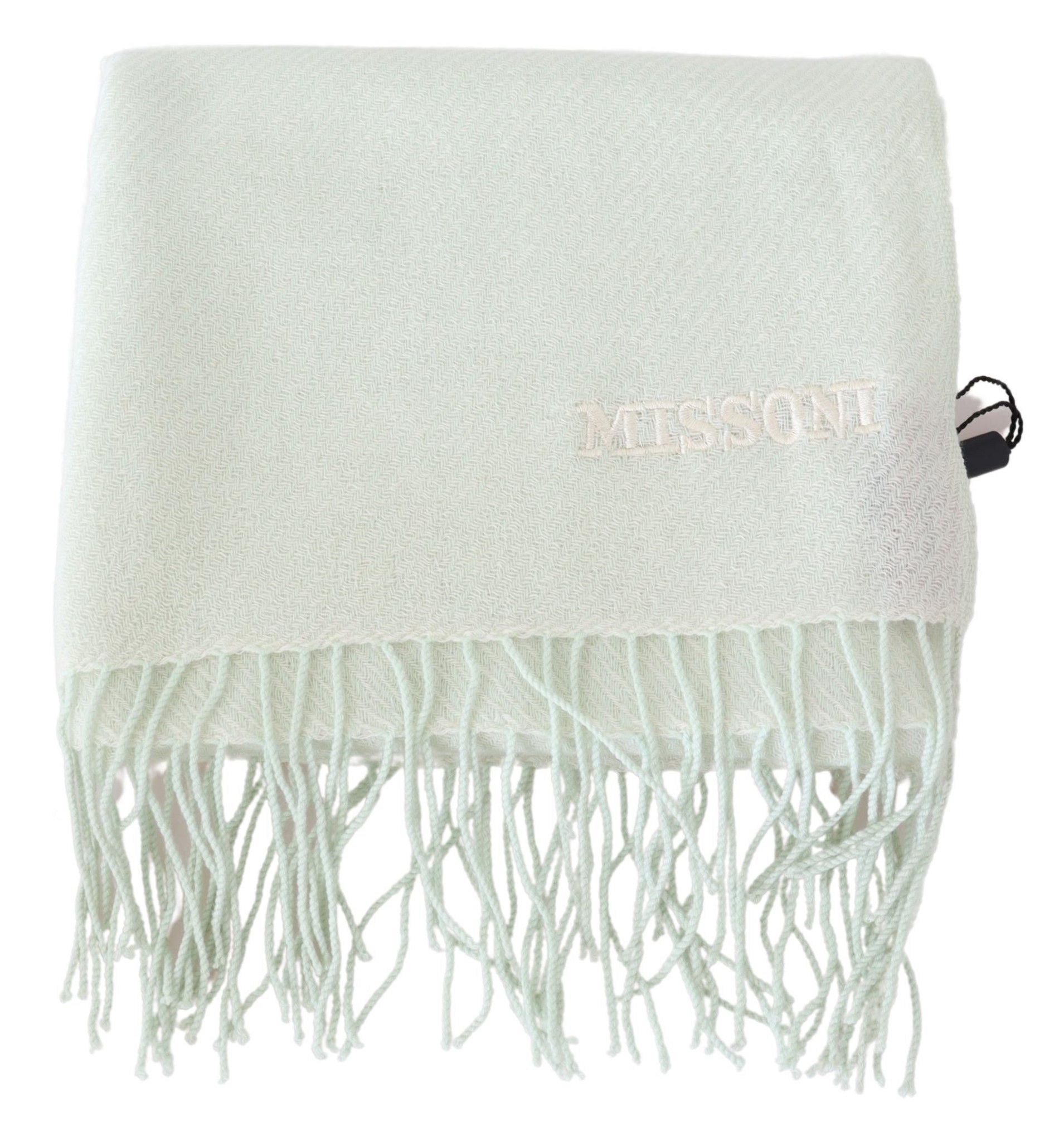 Missoni Light Green Pattern Cashmere Unisex Wrap Fringes Scarf - Maison Luxe
