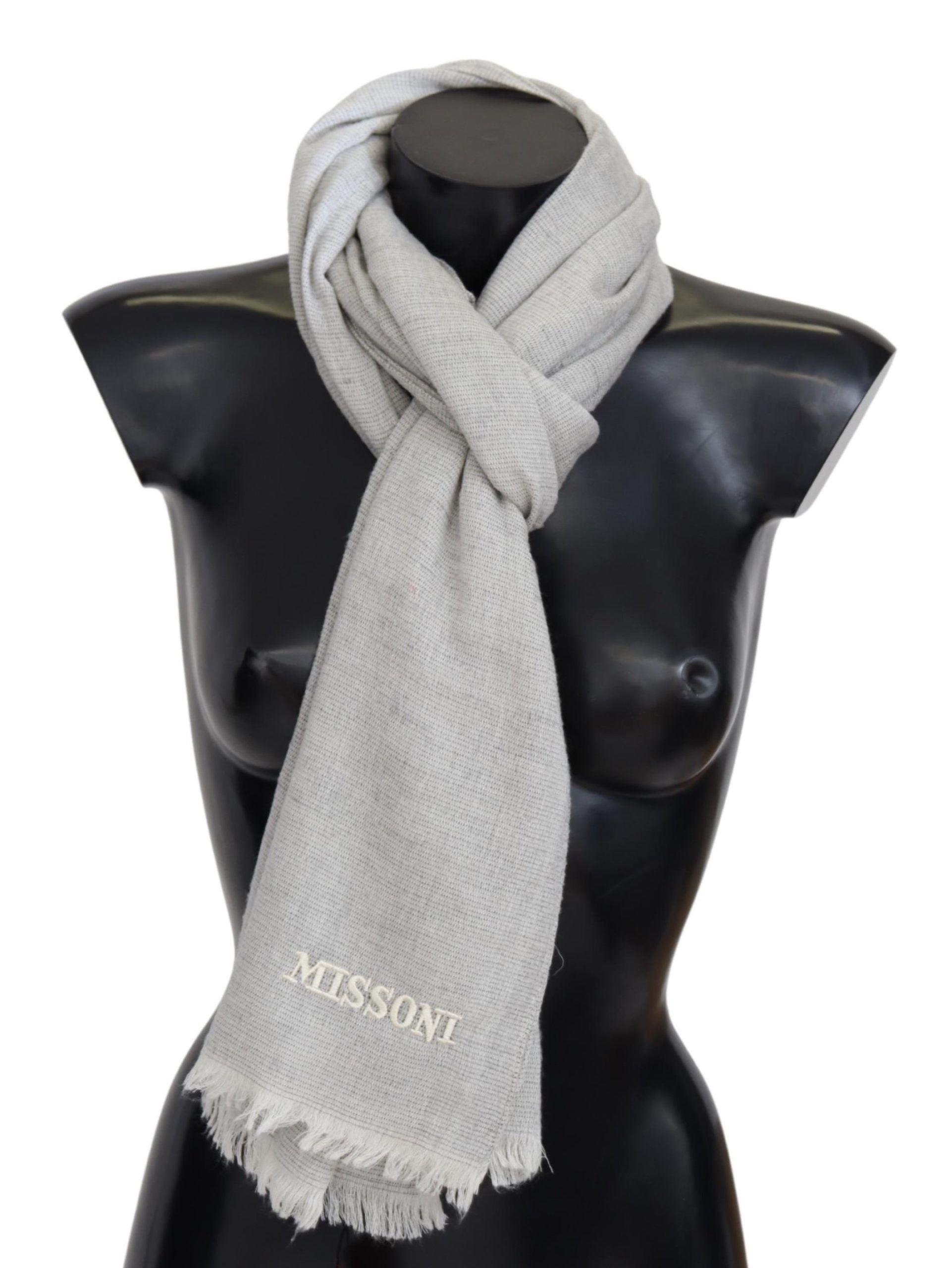 Missoni Gray Wool Knit Unisex Neck Wrap Scarf - Maison Luxe