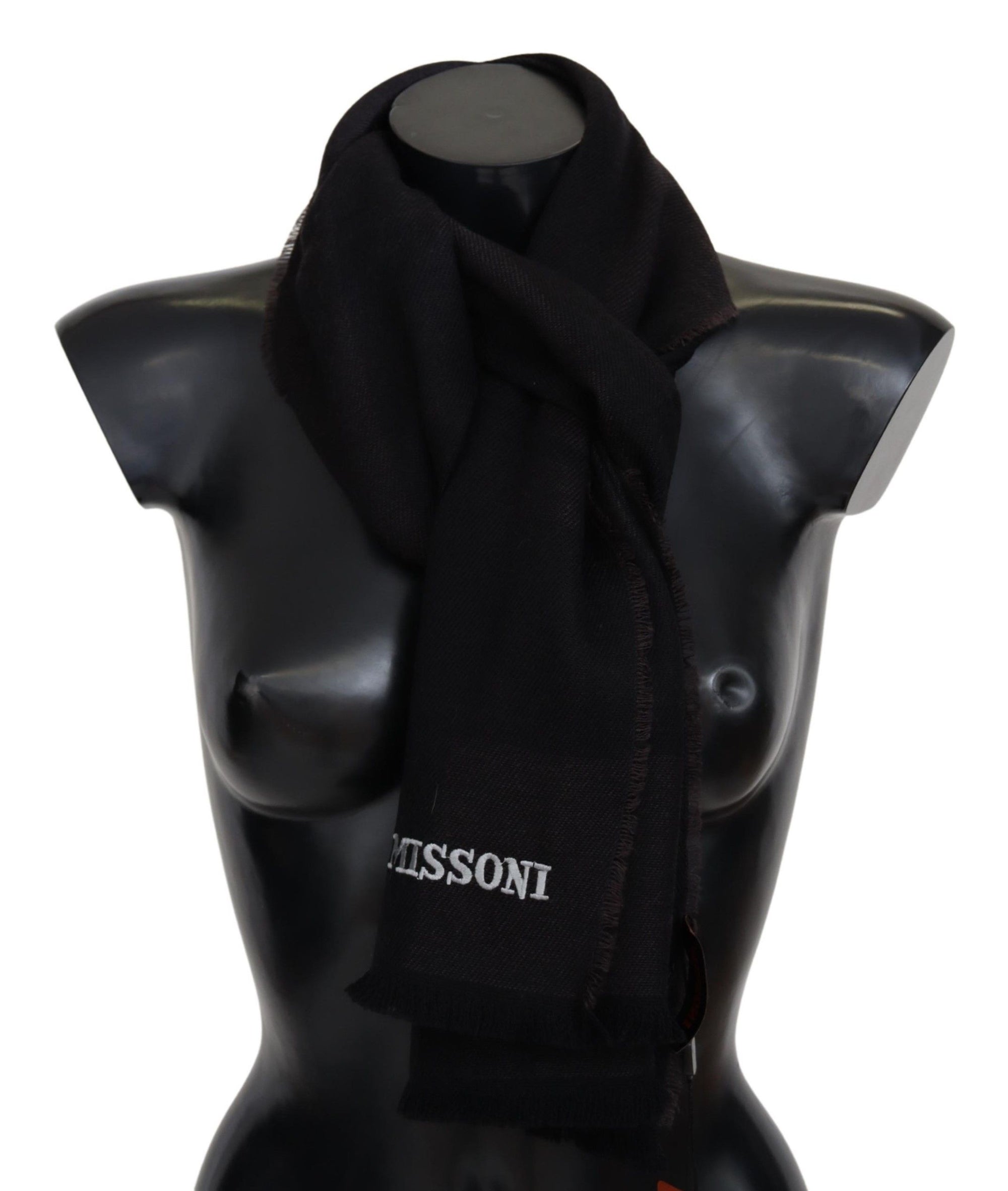Missoni Black 100% Wool Unisex Neck Wrap Scarf - Maison Luxe