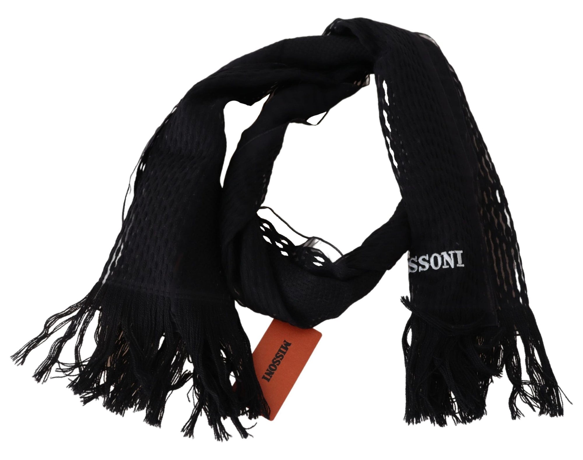 Missoni Black Wool Unisex Neck Warmer Wrap Scarf - Maison Luxe