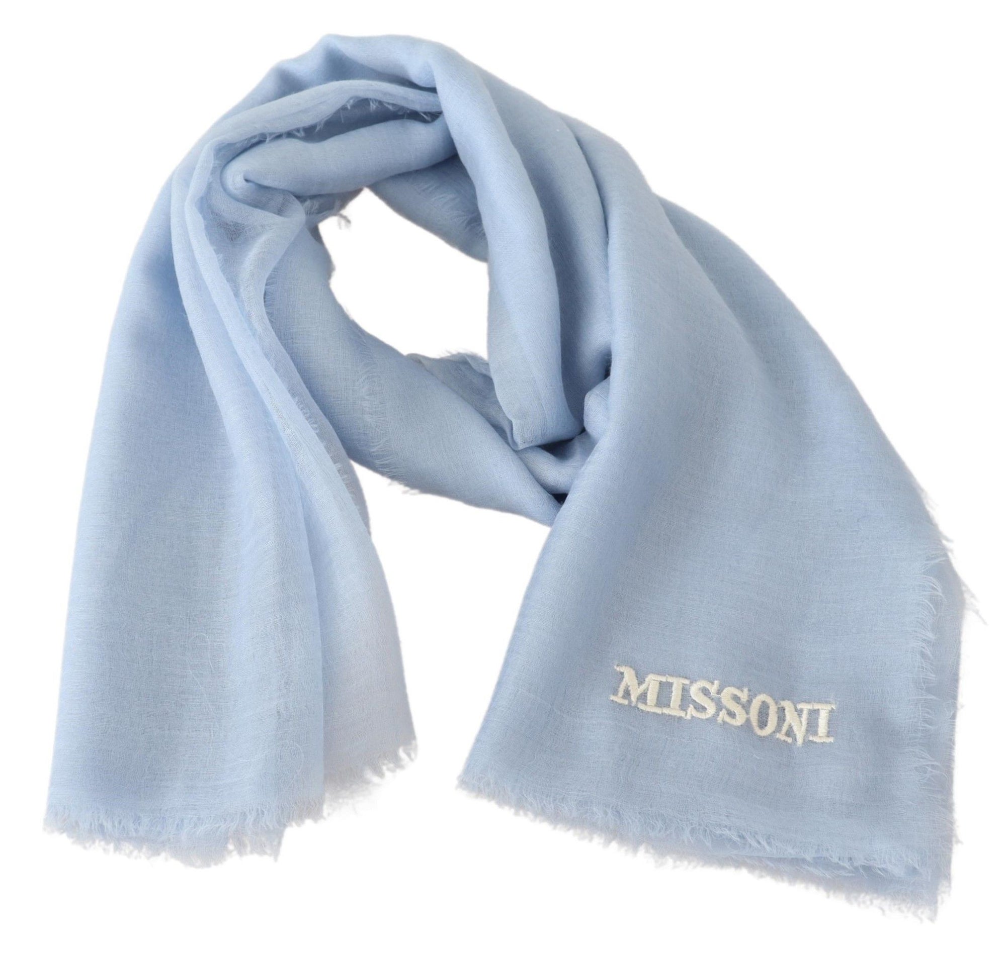 Missoni Light Blue Cashmere Unisex Neck Wrap Scarf - Maison Luxe