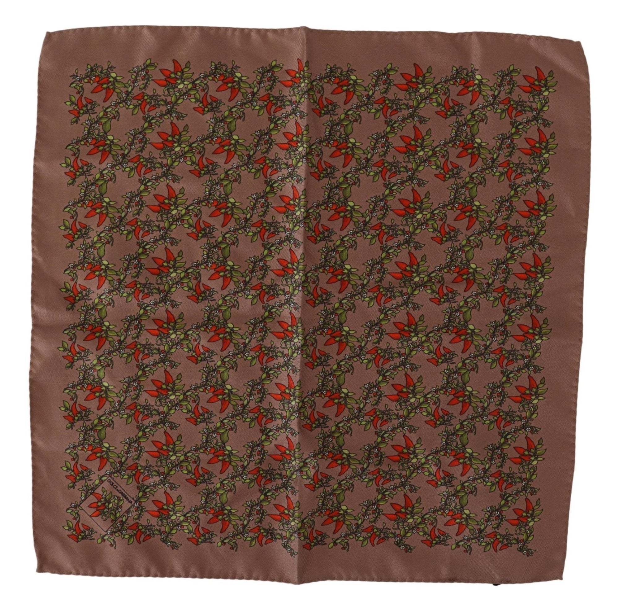 Dolce & Gabbana Brown Carrots Print Silk Handkerchief - Maison Luxe
