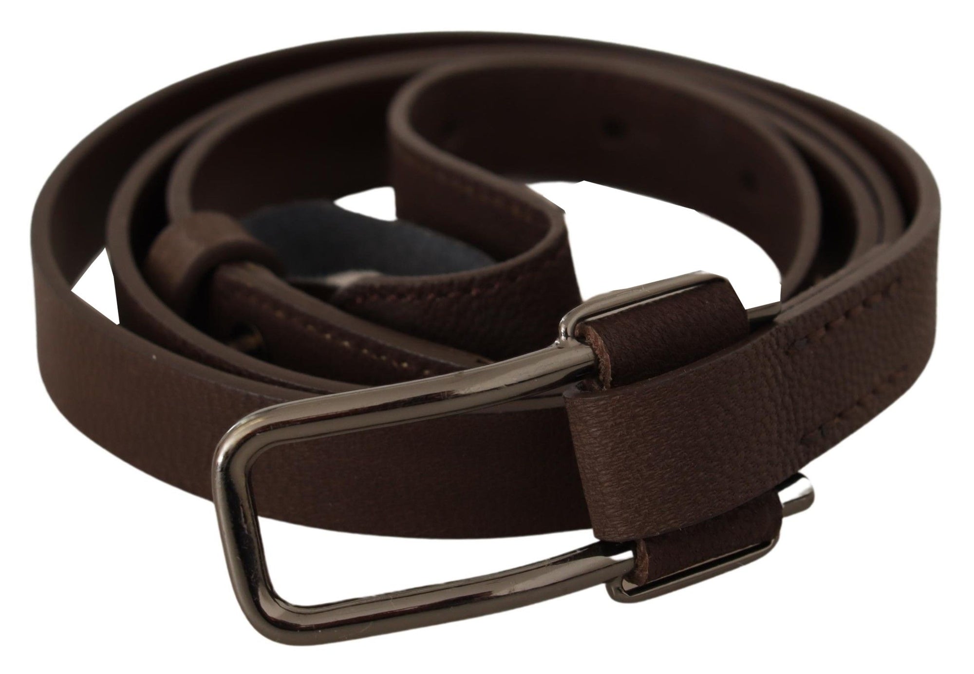 Costume National Brown WX Silver Metal Buckle Belt - Maison Luxe